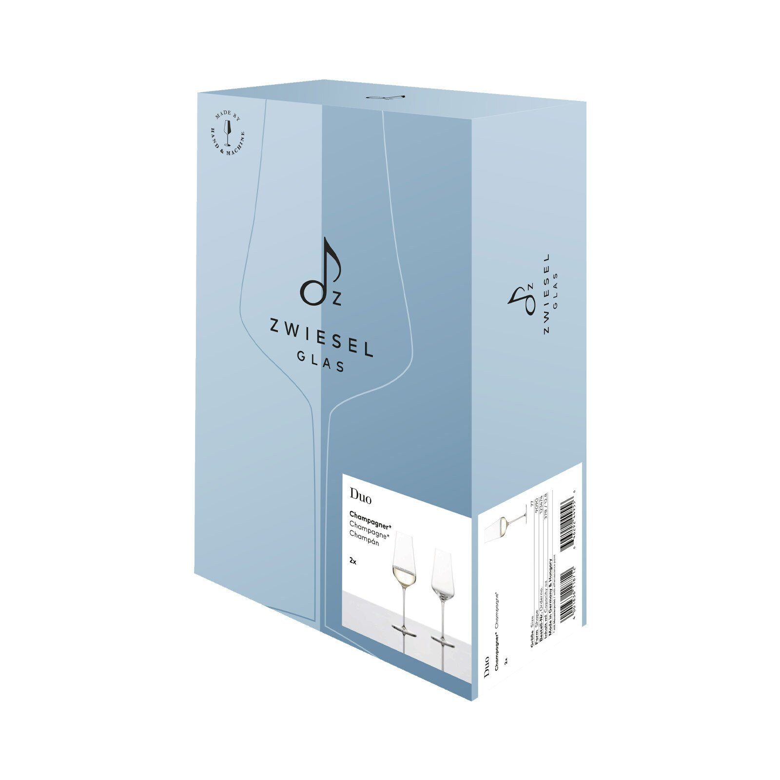 Zwiesel Glas Champagnerglas Duo Champagnergläser 378 ml 2er Set, 2-tlg., Glas
