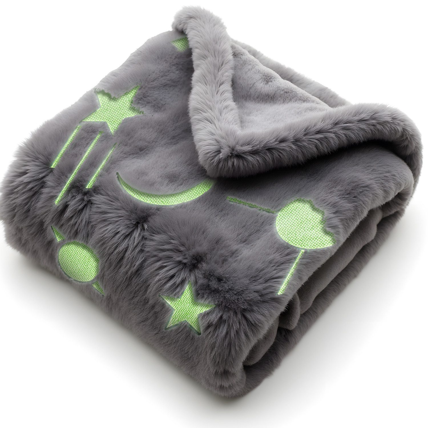 Wohndecke Im Dunkeln leuchtende Sternen-Wohndecke – Weiche Mikrofaser für Kinder, Feluna, Kinder Plüschdecke Tages-Decke