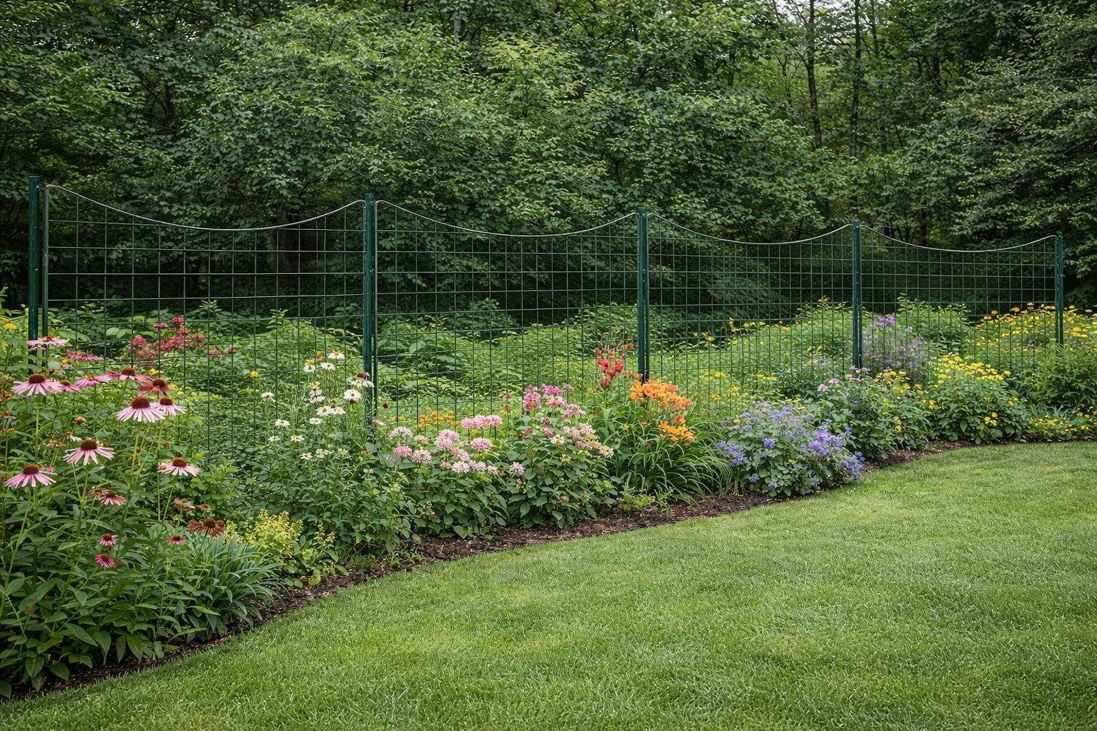 ESTEXO Gartenzaun Teichzaun Unterbogen 11tlg Set Steckzaun Metall grün 5 Zaunelemente