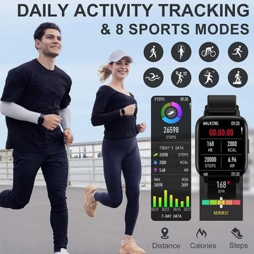 Erkwei Smartwatch (1,69 Zoll, Andriod iOS), Damen mit Telefonfunktion Fitnessuhr Damen Herzfrequenz Sportuhr uhr