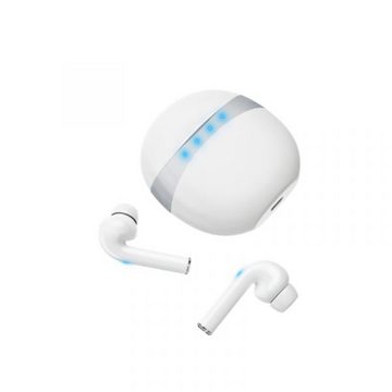 M2-Tec M19 Weiß Bluetooth-Kopfhörer (Kopfhörer, Universal, Bluetooth, kabellos, wiederaufladbar, ergonomisch, Ladebox)