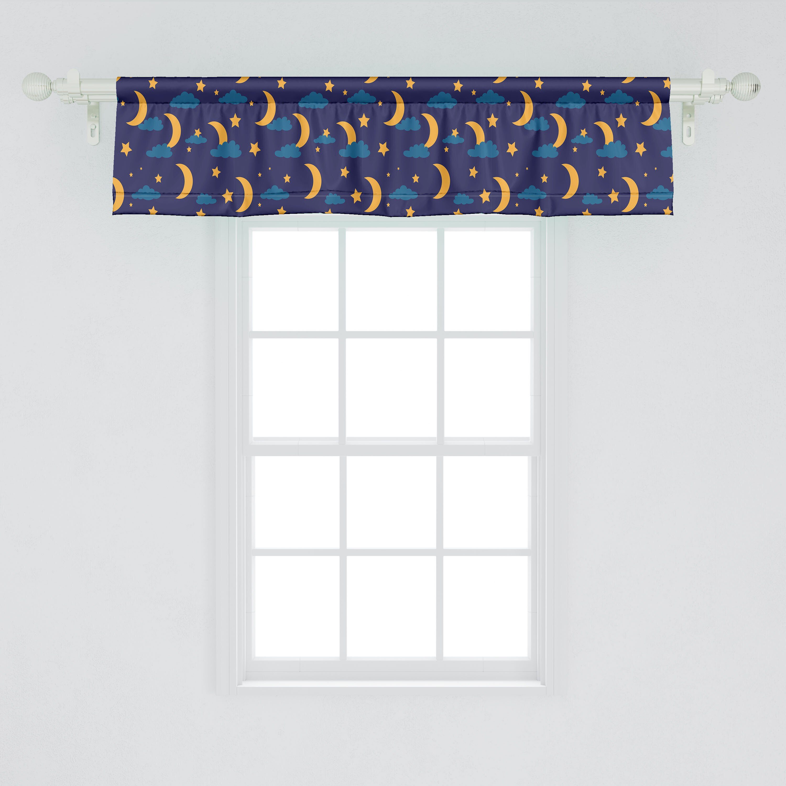 Scheibengardine Vorhang Moon für Bedtime Nacht Microfaser, Volant Küche Schlafzimmer Abakuhaus, Crescent Dekor Stangentasche, Clouds mit