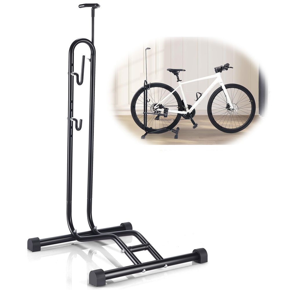 SURFOU Fahrradständer Fahrradständer Boden Fahrradhalter Garage Reparaturständer (Stabiler Fahrrad Parkständer aus Carbonstahl für Innenbereich, Garage, Wartung und Reinigung, 1-St., ca. 445 x 415 mm)