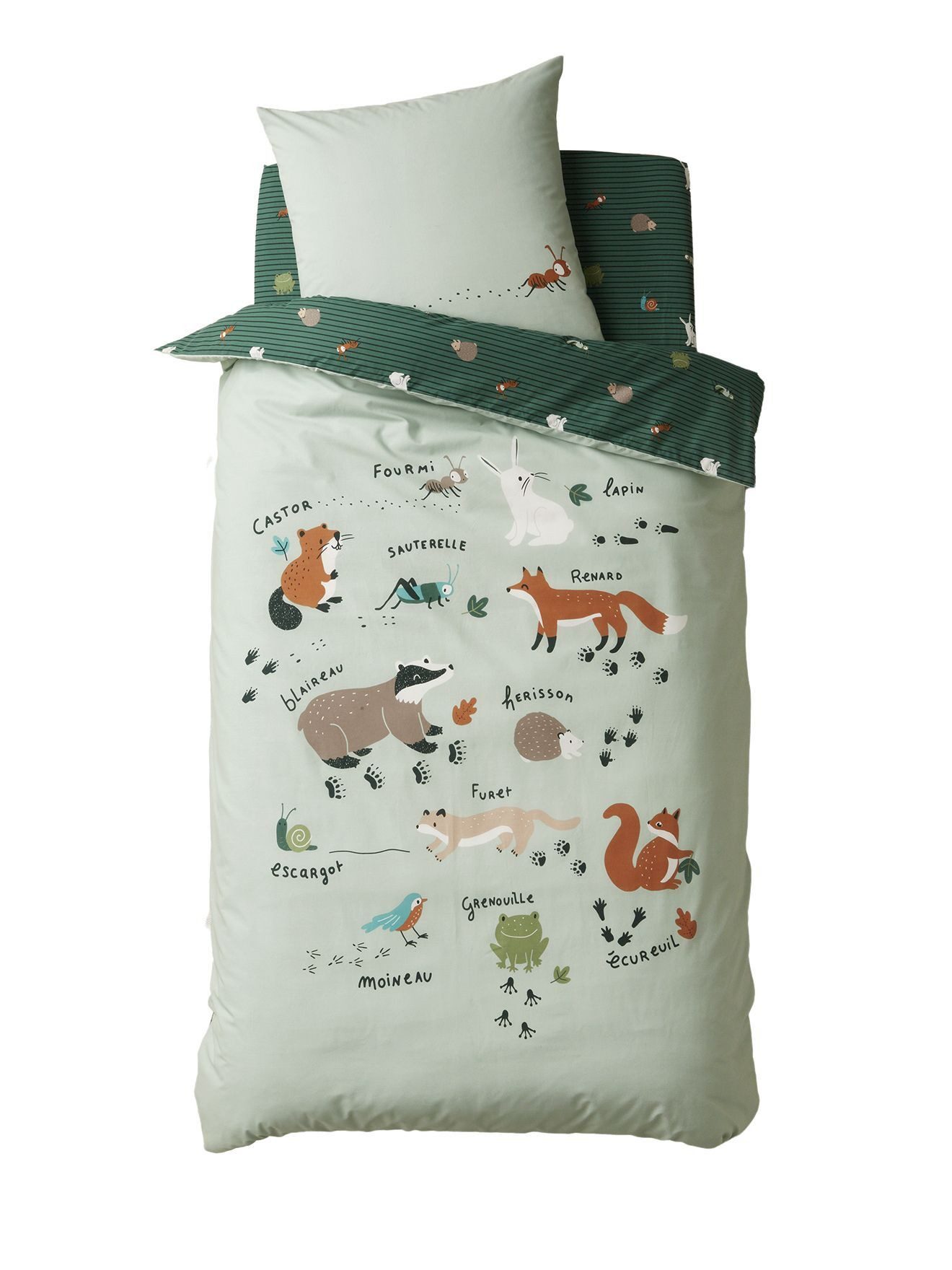 Bettbezug Bio-Kollektion: Kinder Bettwäsche-Set TIERFORSCHER