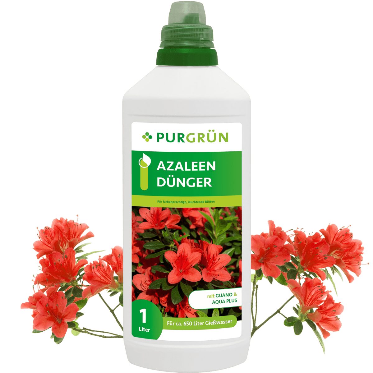Blumendünger Purgrün Azaleen Dünger, NPK 8+8+6, Guano, Aqua Plus, 1 Liter