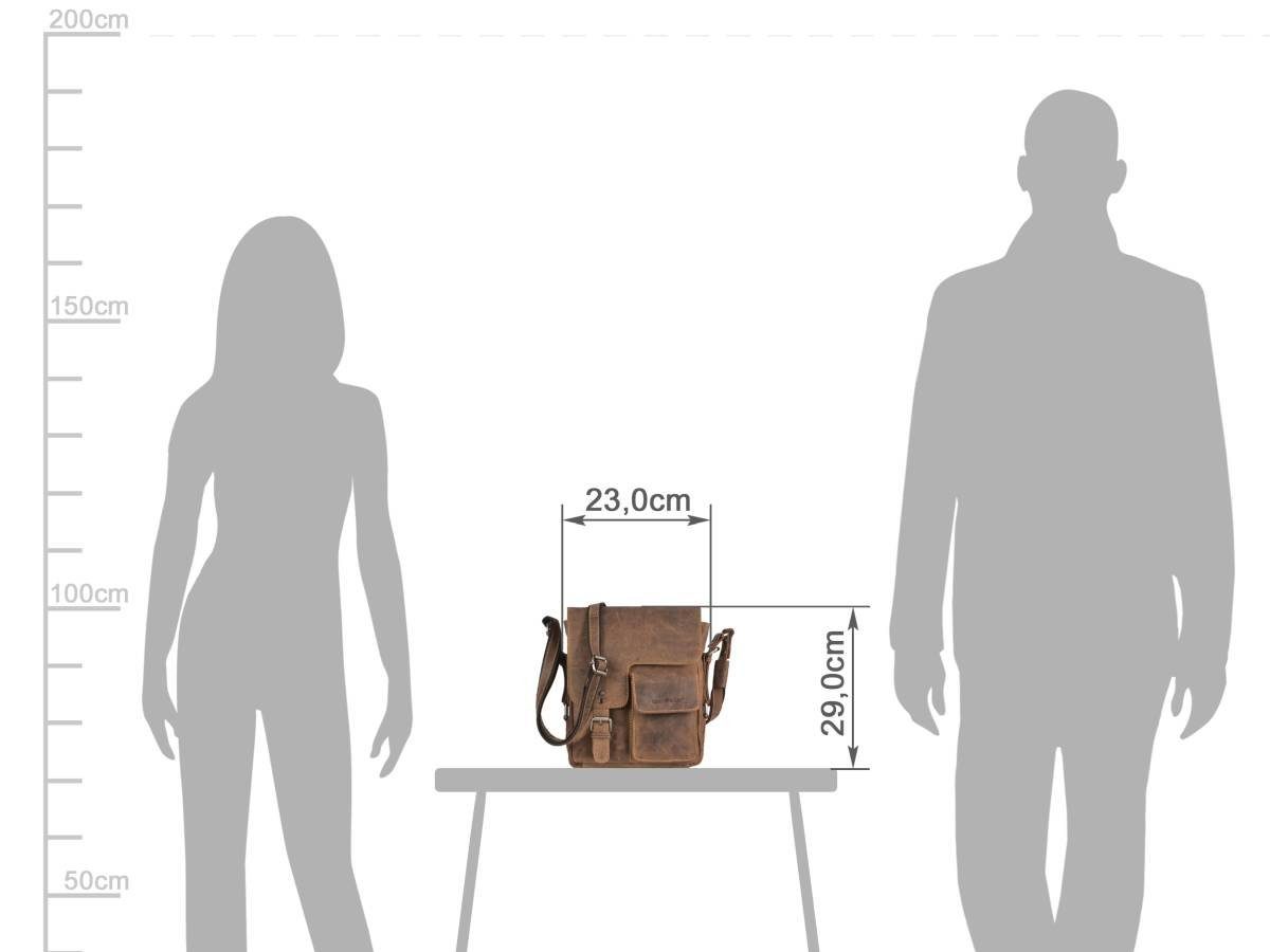 Greenburry Umhängetasche Vintage, used Look, Schultertasche 23x29cm, Messengerbag, antikbraun