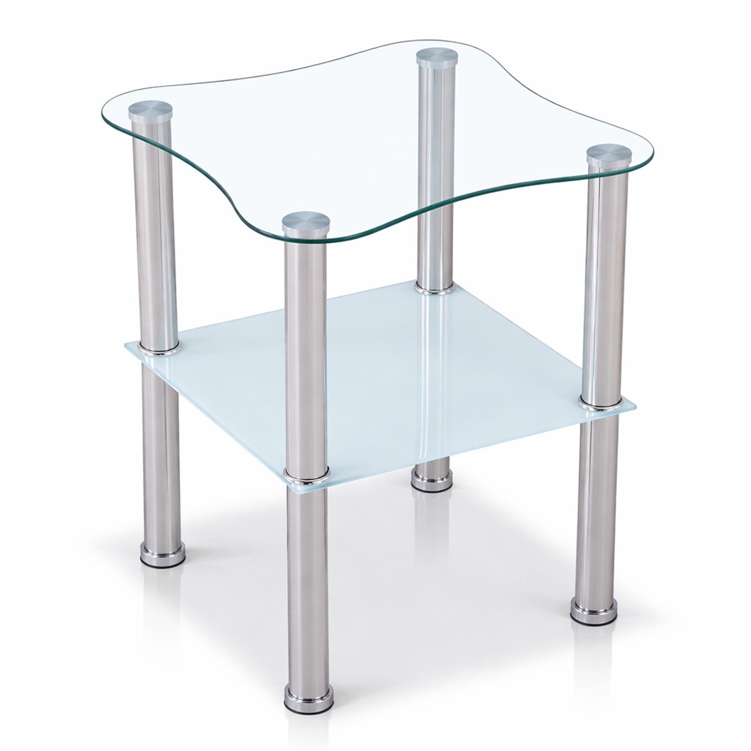 HOOZ Beistelltisch Beistelltisch 40x40cm, sandierte Ablage - gerundet (Set, 1-St., 1 x Beistelltisch), satinierte abgerundete Ablage