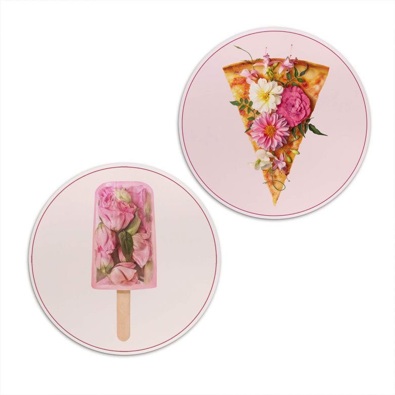 Wall-Art Mehrteilige Bilder Blumen Pizza Eis Ø45 cm, (Set, 2 St)