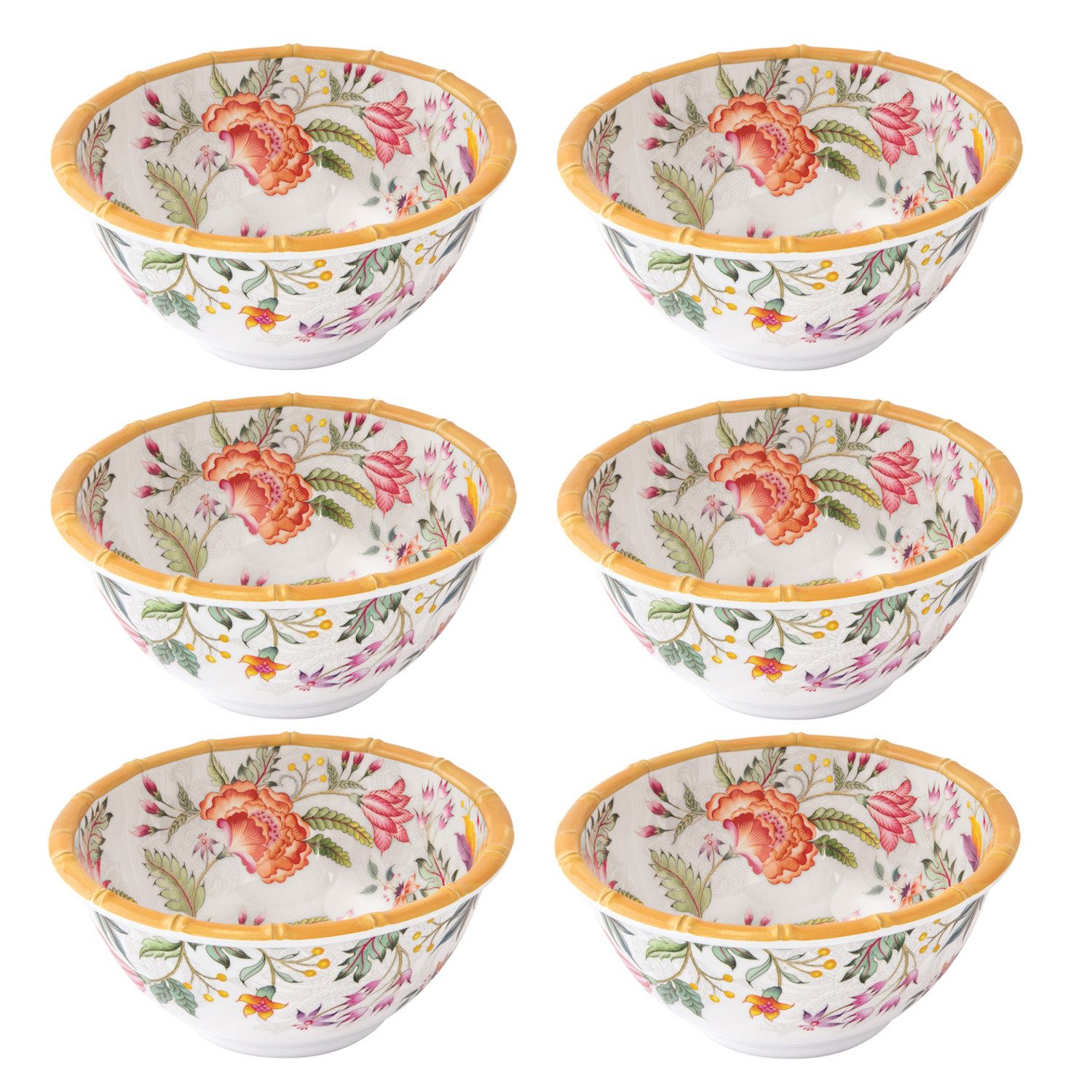 EasyLife Müslischüssel Osaka, Melamin, Spülmaschinengeeignet, Mehrfarbig, Blumen, H: 6.5cm