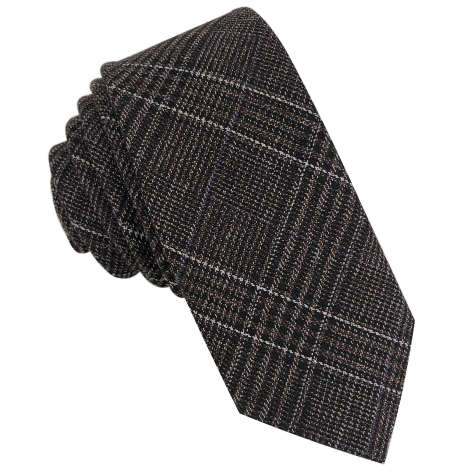 GASSANI Krawatte Herren-Krawatte Kariert, Karo-Krawatte z. Anzug Sakko Schmal Slim (1-St., Tweed-Krawatte, Sportlich, Modern, Schotten-Karo, Tartan-Muster) Woll-Schlips 6cm Schmale Retro Wollkrawatte, Schlips Binder Wolle
