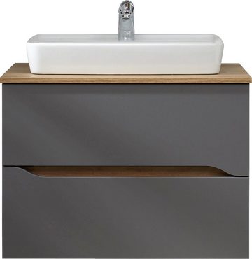 Saphir Waschtisch Quickset Keramik-Aufsatzbecken mit Unterschrank, 73 cm breit, Waschplatz, Unterschrank mit Waschbecken, 2 Schubladen, grifflos