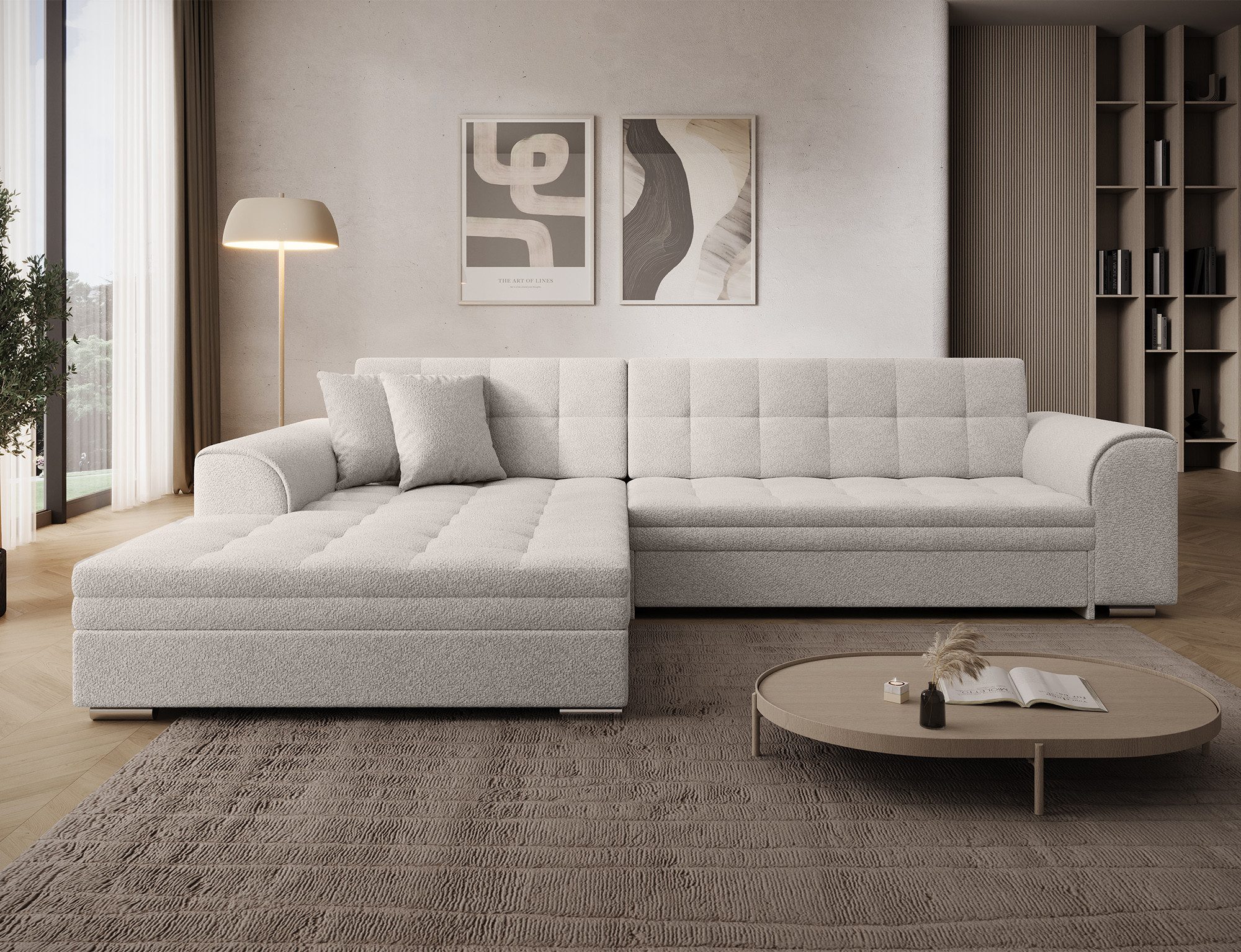 MF Design Ecksofa Ecksofa mit Schlaffunktion in Webstoff, Dolphin / false / Ja