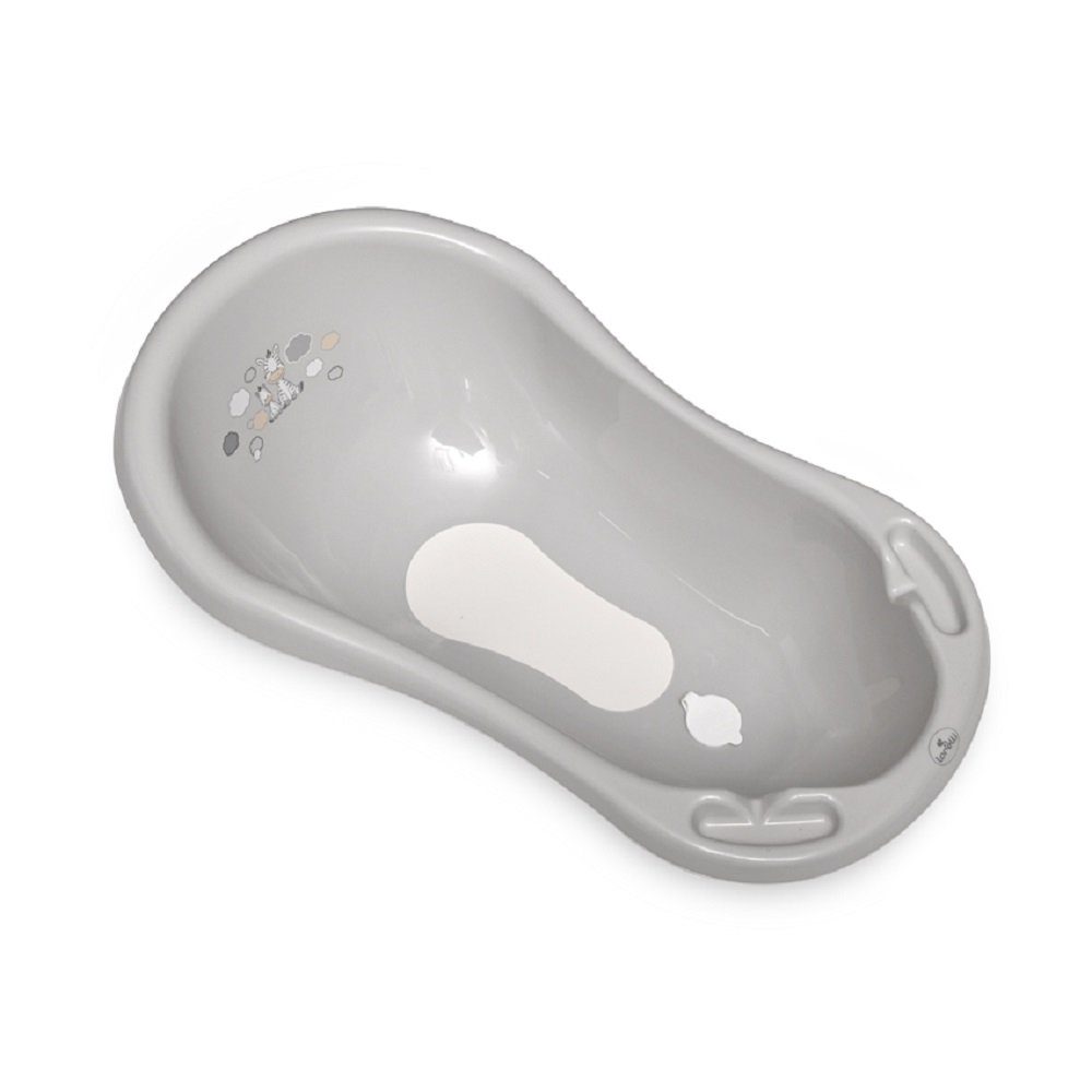 Lorelli Babybadewanne Babybadewanne 84 cm Form weiß Ablagefächer ergonomische Wasserablauf, grau