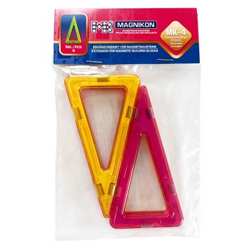 MAGNIKON Magnetspielbausteine Erweiterung seltene Teile Magnetische Bausteine 4STK, (Zusatzset Magnetbausteine, 4 St., Bausteine), stabile Baumodelle