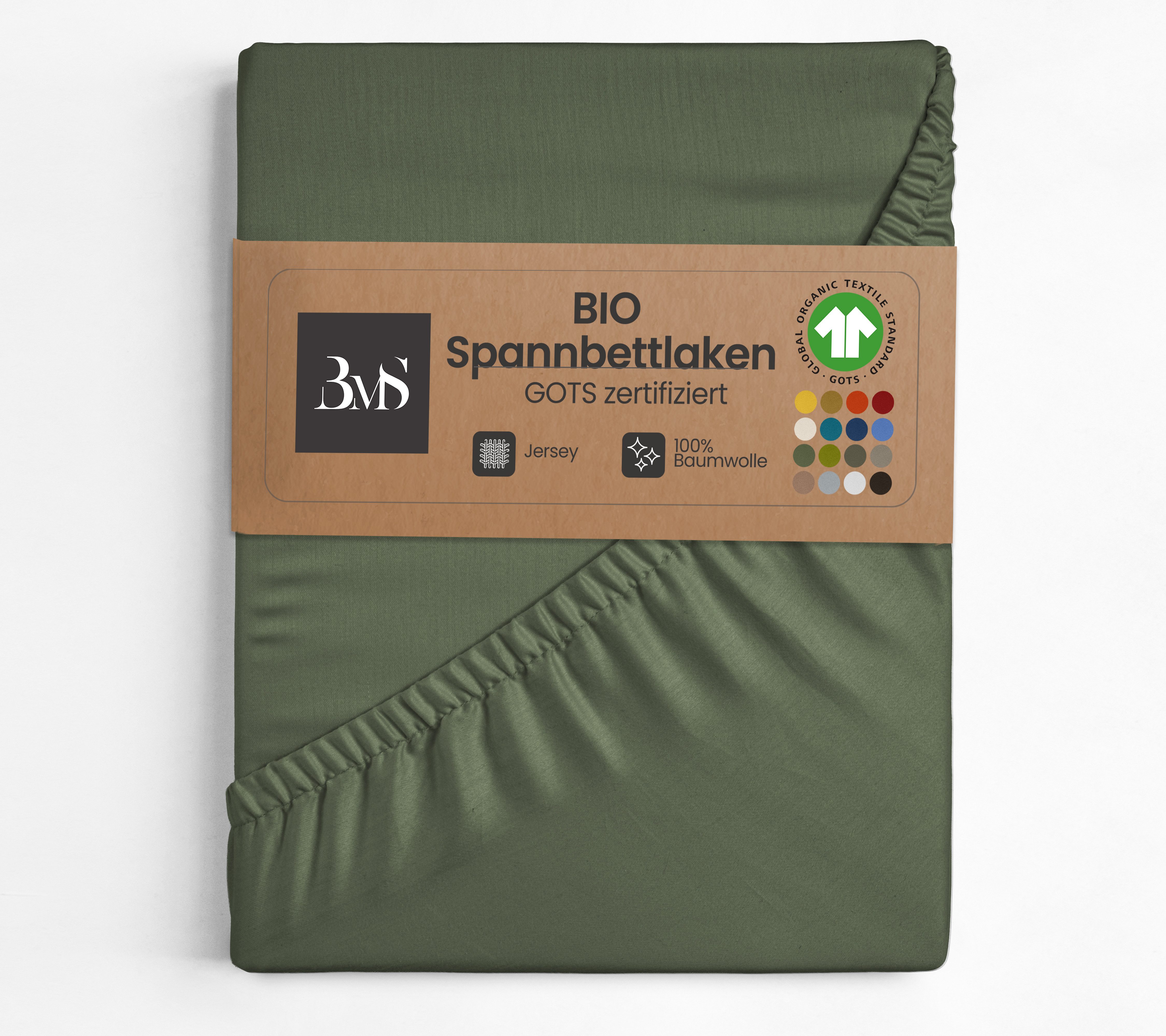 BETTWAESCHE-MIT-STIL Spannbettlaken GOTS Bio Jersey Spannbettlaken, Bio Jersey, Gummizug: rundum, Matratzendicke bis 23cm