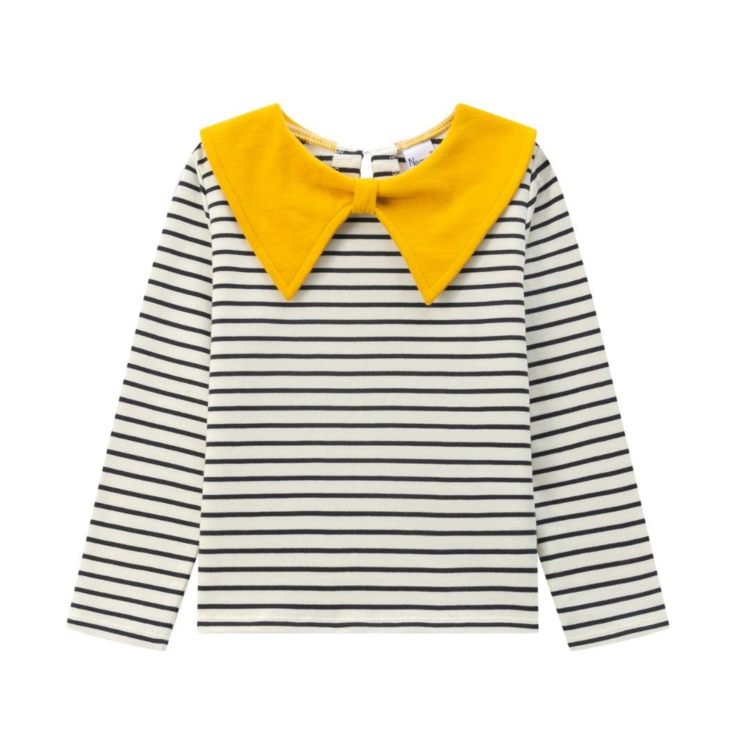 suebidou Sweatshirt Gestreiftes Sweatshirt mit gelber Schleife für Mädchen