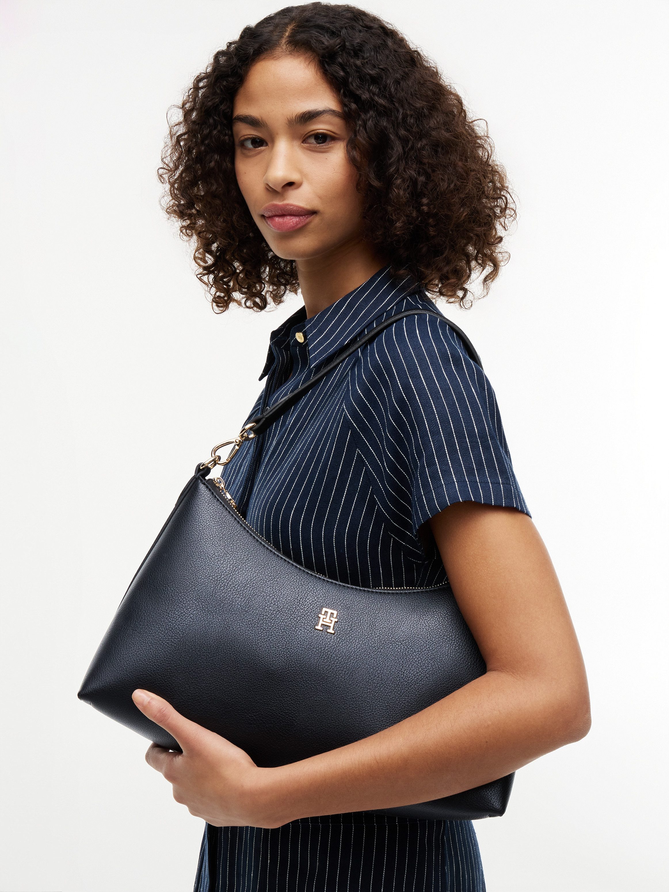 Tommy Hilfiger Schultertasche TH ICON SHOULDER BAG (Set, Mit abnehmbarem Schlüsseltäschen), Damen Handtasche, Clutch mit edlem Logoschriftzug