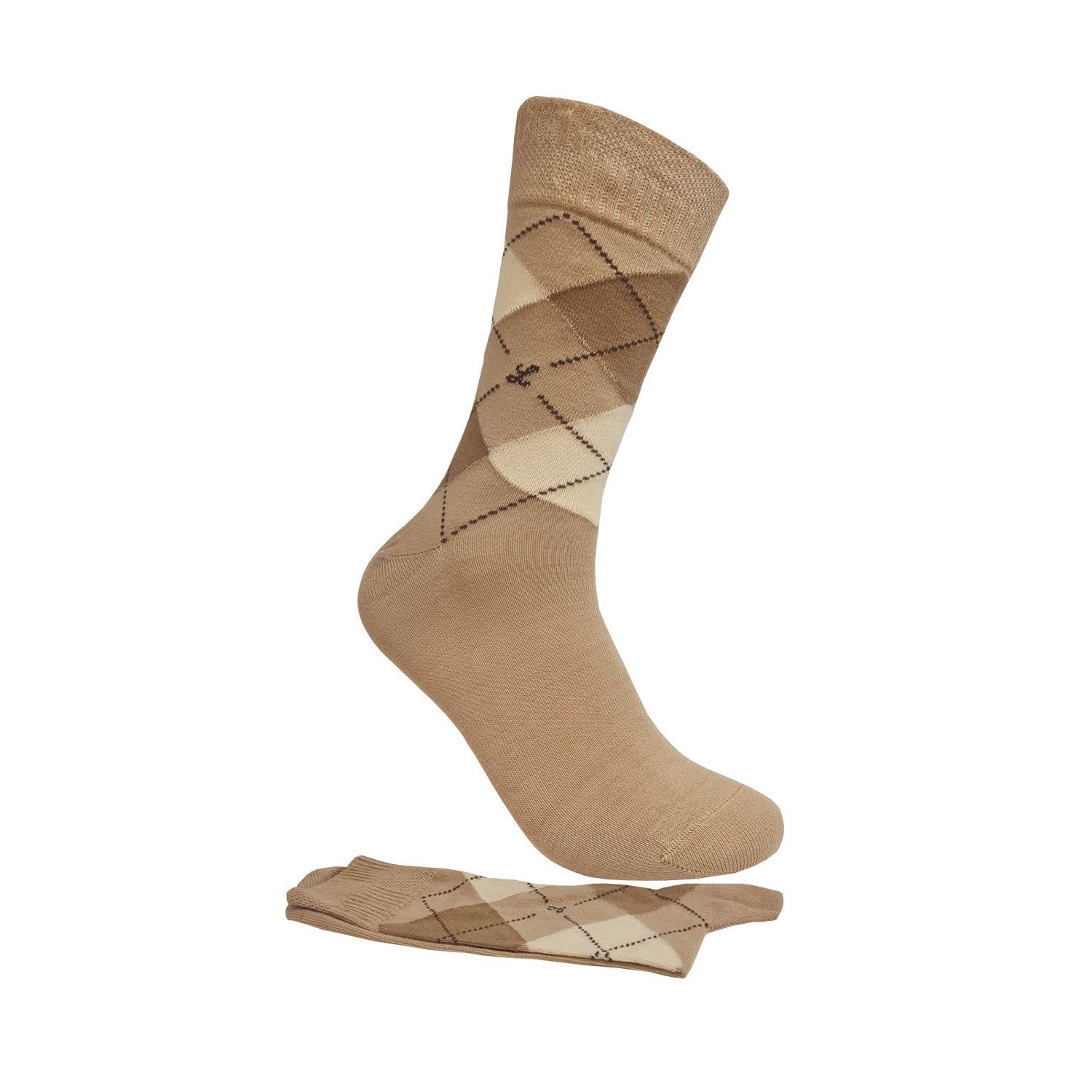 Diabetikersocken Max mit Mix(beige-braun) (1-Paar) für "ohne aus hochwertiger und Herren Gummi" Lindner Baumwolle Damen Komfortbund