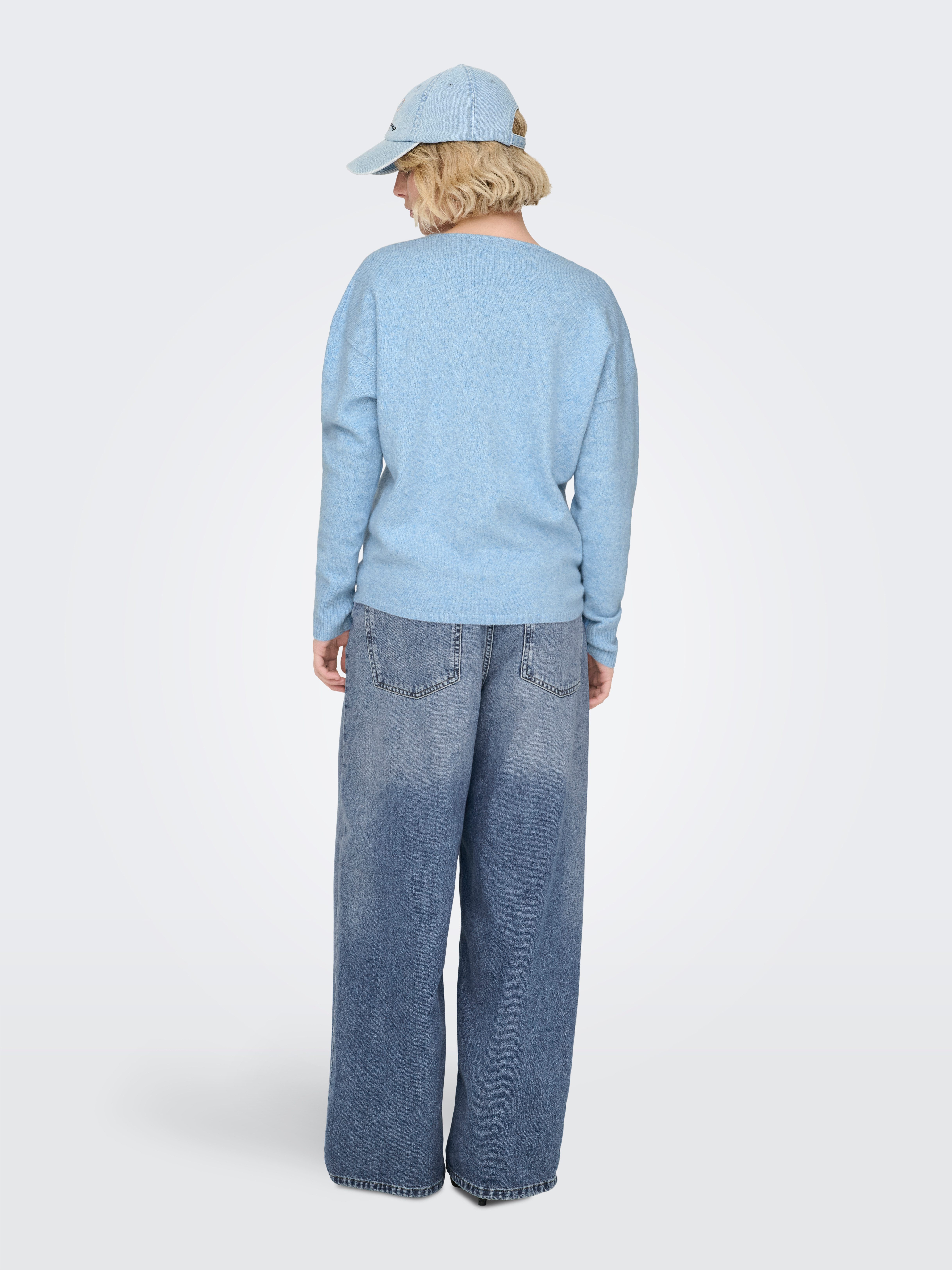 ONLY V-Ausschnitt-Pullover ONLRICA LIFE L/S V-NECK PULLO KNT NOOS Materialmix, regular fit