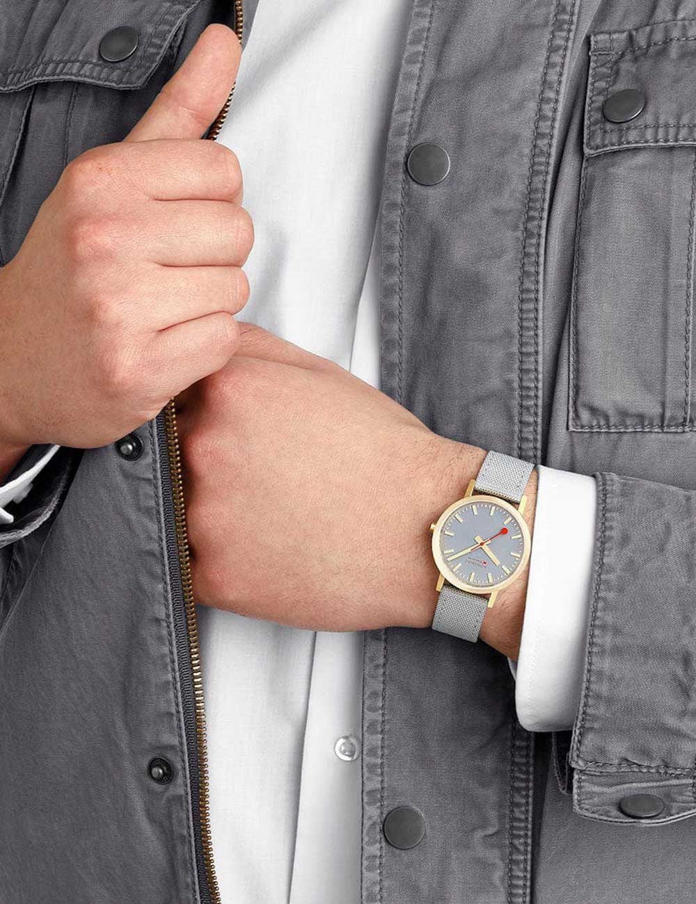 MONDAINE Quarzuhr Mondaine A660.30314.80SBU Damenuhr Classic Grau und Gold 36mm 3ATM Mondaine A660.30314.80SBU Damenuhr Classic Grau und Gold 36mm 3ATM