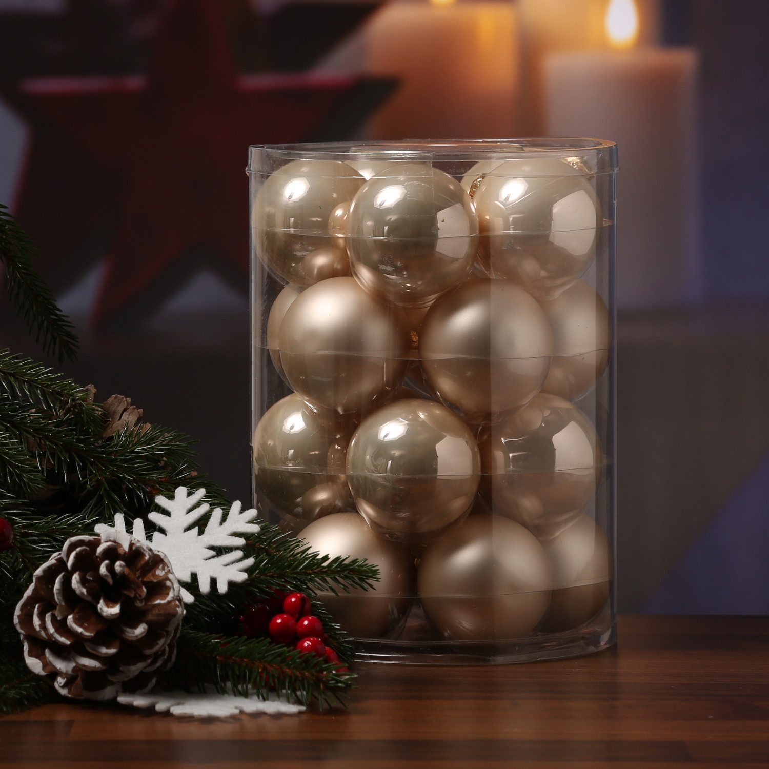 MARELIDA Weihnachtsbaumkugel Christbaumkugel Weihnachtskugel Glas D: 6cm creme 20er Set (20 St)