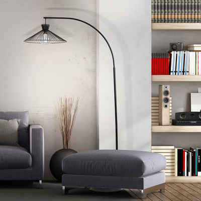 Lightbox Stehlampe, ohne Leuchtmittel, Bogenlampe mit Marmorfuß, 175 x 102 cm, E27, Metall, matt schwarz