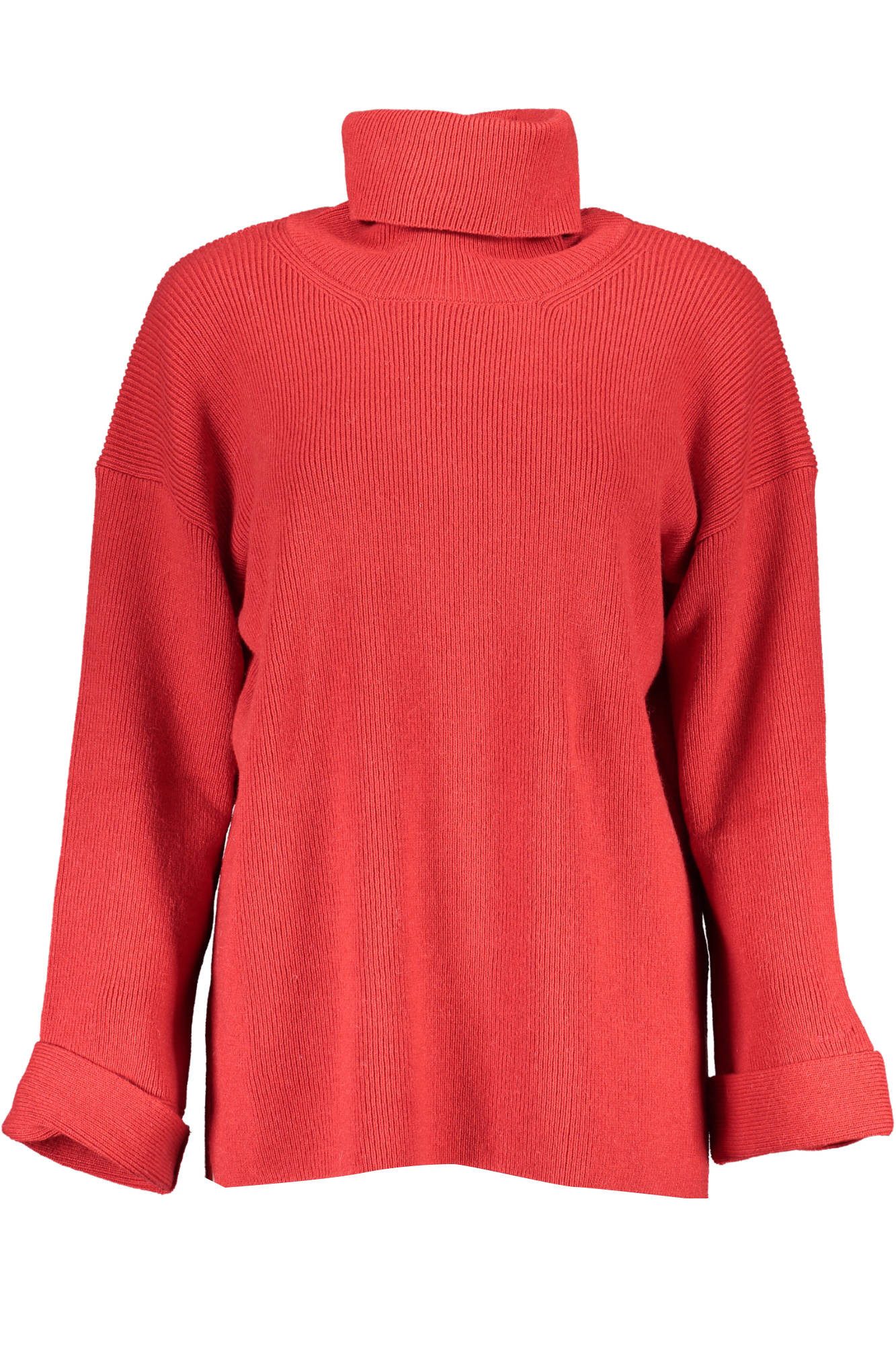 Gant Strickpullover Eleganter Damenpullover in Rot – Langarm mit Rollkragen & Logo