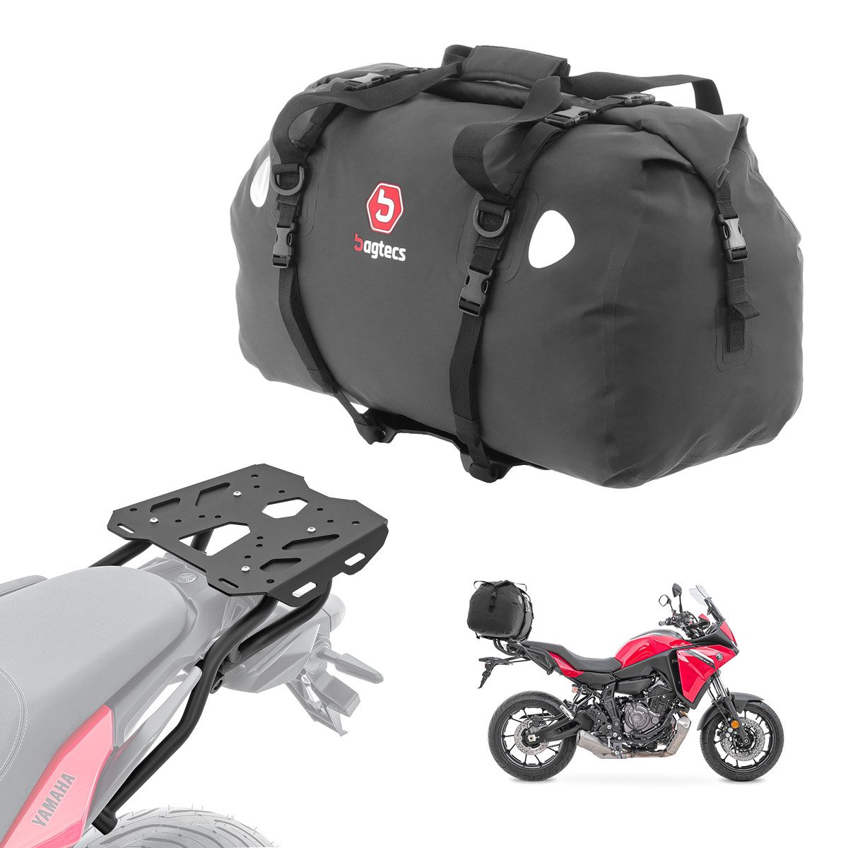 Bagtecs Topcase Set Gepäckbrücke + Hecktasche für Yamaha Tracer 7 21-24 XF60