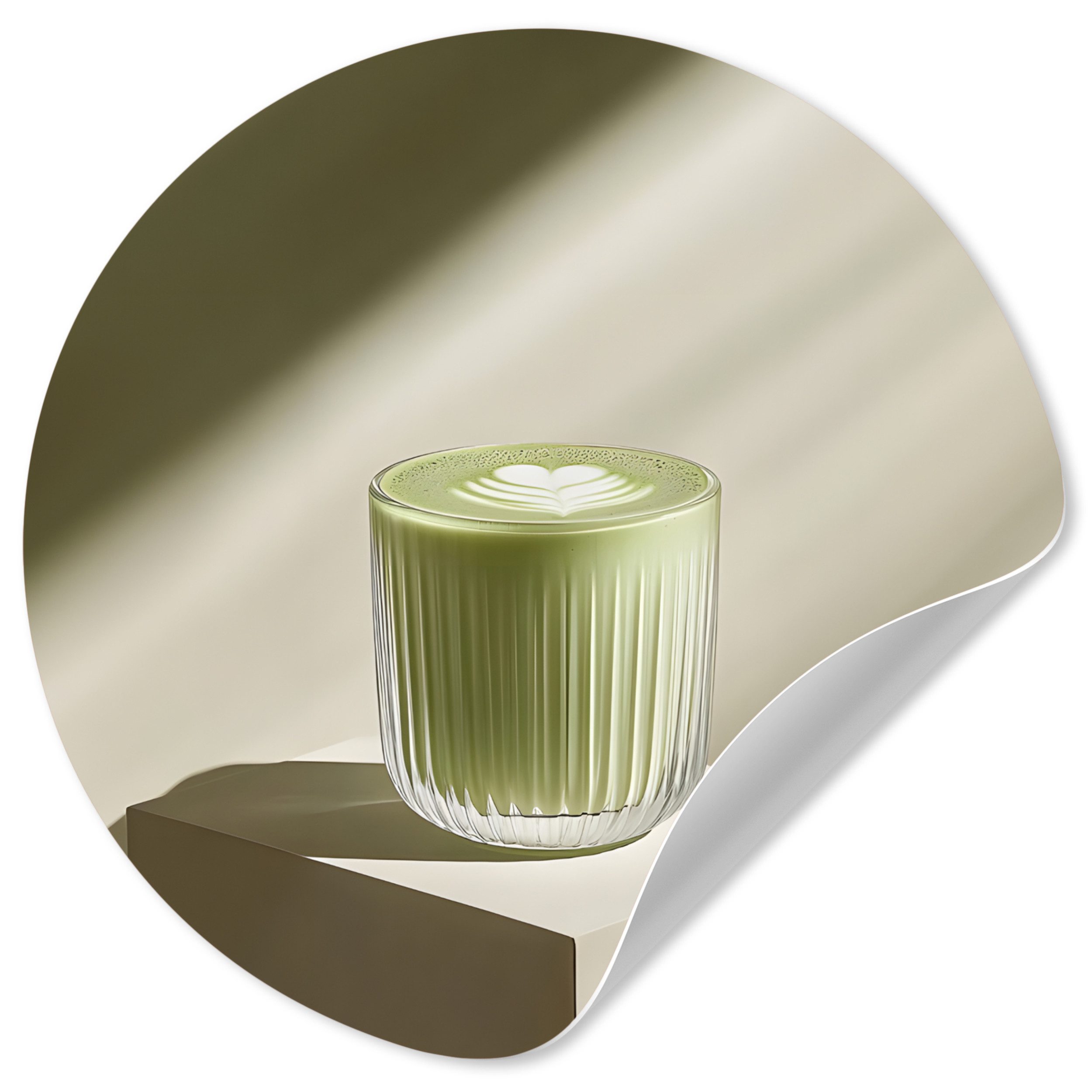 MuchoWow Wandsticker Matcha - Glas - Grün - Minimalistisch (1 St), Wandtattoo Selbstklebend, Wohnzimmer Deko Aufkleber, 30x30 cm