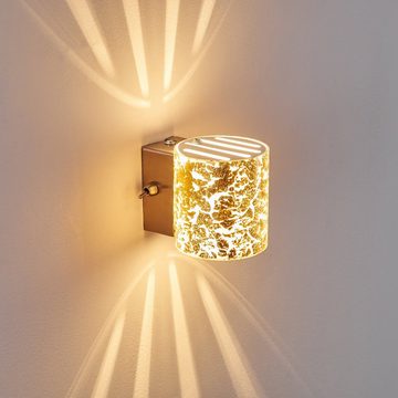 hofstein Wandleuchte »Hers« Wandlampe aus Metall/Glas in Gold/Nickel-matt, ohne Leuchtmittel, m. Up & Down-Effekt, E14, Innen. Blattgold-Effekt u. An-/ Ausschalter