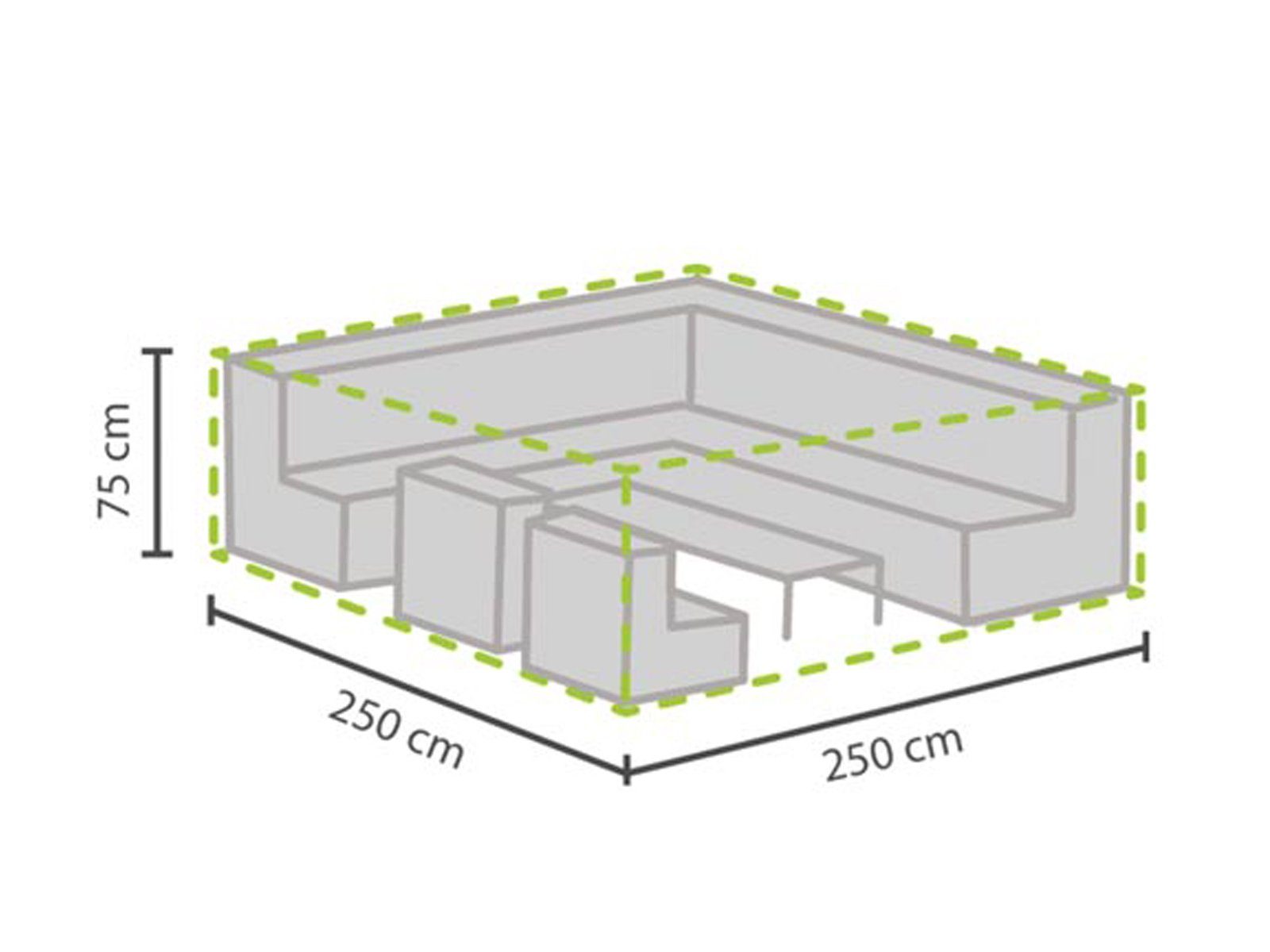 PEREL Gartenmöbel-Schutzhülle (1-St), Abdeckhaube Lounge-Möbel Winterfeste Wasserfeste Eckig 250x250x75cm