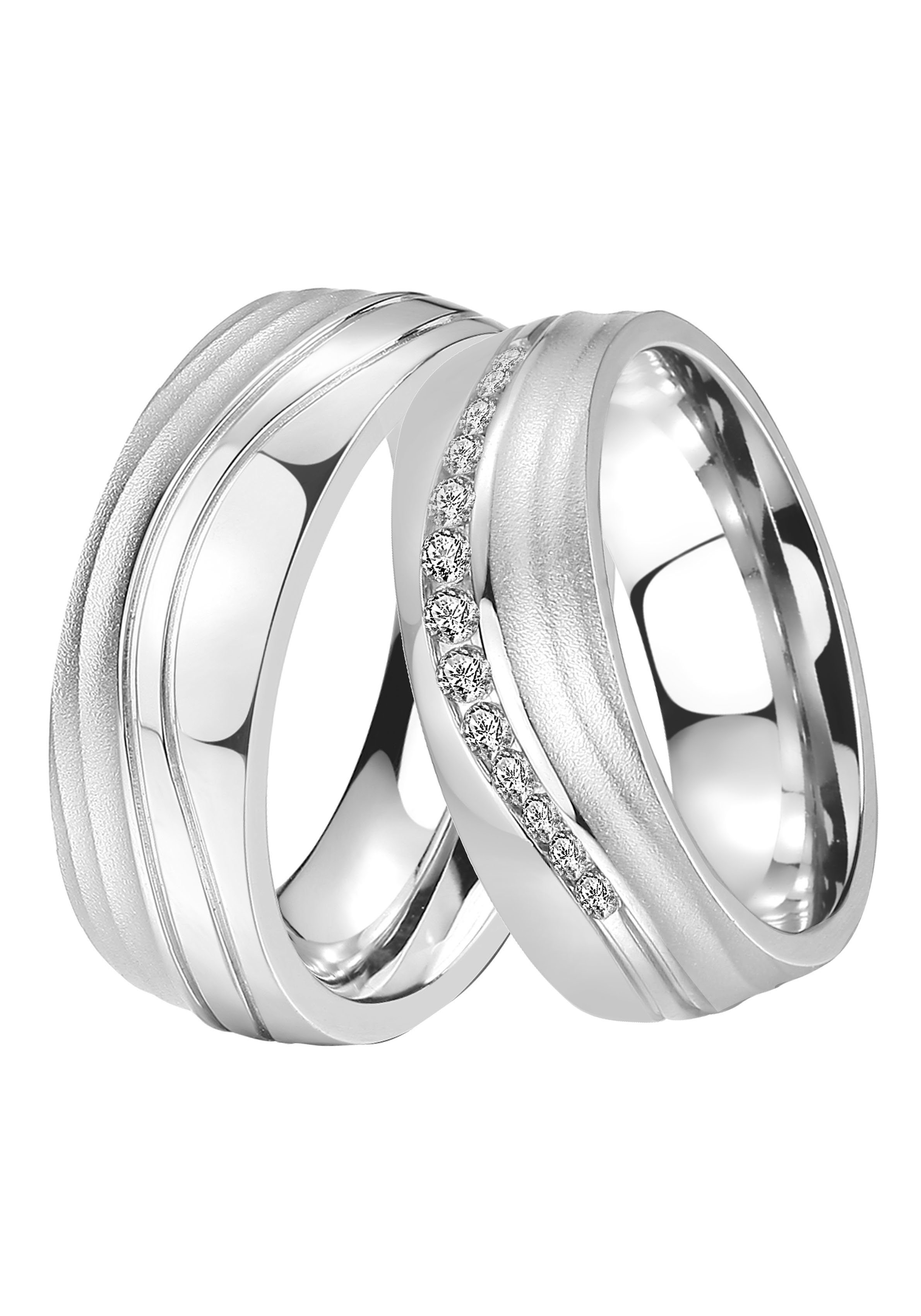 Partnerring Ehering mit Zirkonia Edelstahl edelstahlfarben LIEBE, Schmuck DOOSTI Trauring ohne o. Geschenk Trauring