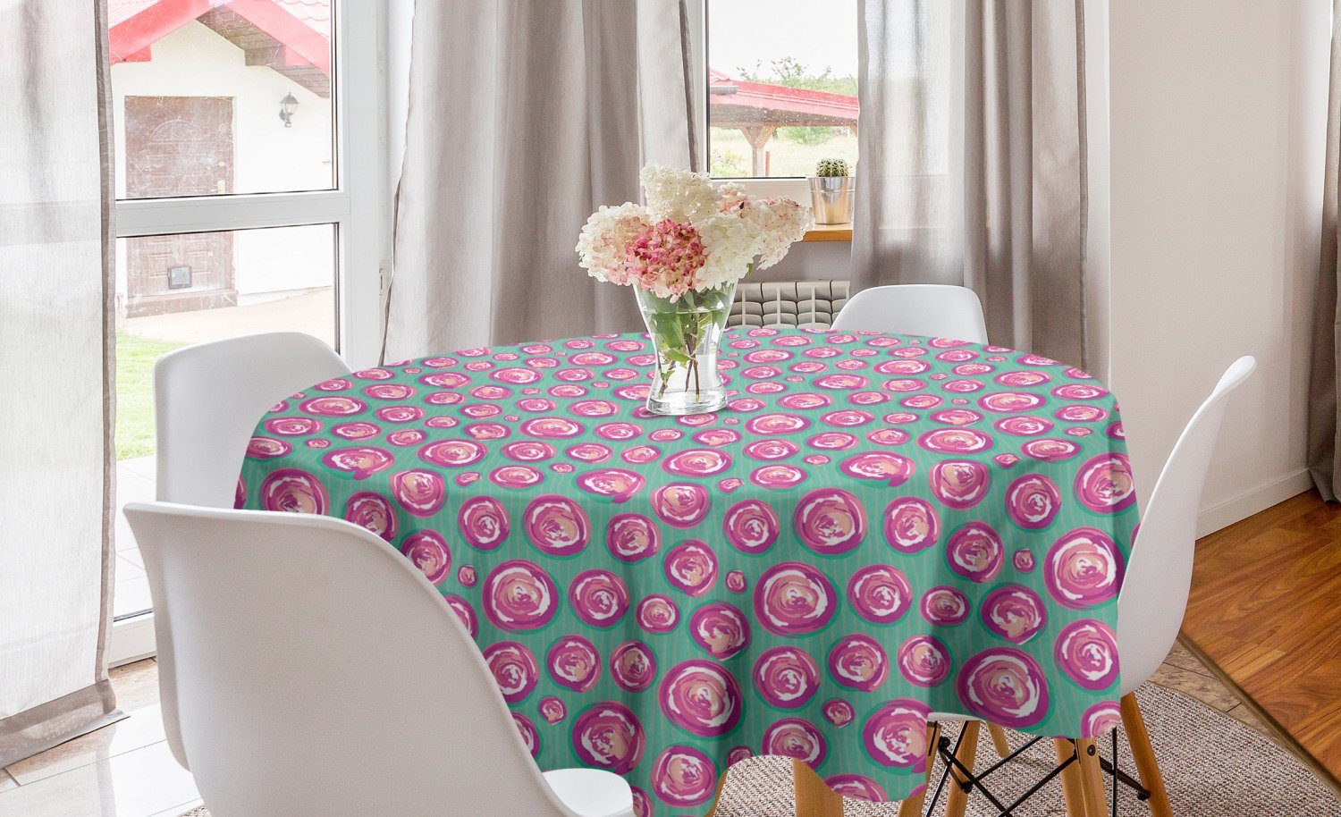 Abakuhaus Tischdecke Kreis Kunstwerk wirbelt für von Tischdecke Rosa Küche Abdeckung Tupfen Esszimmer Dekoration