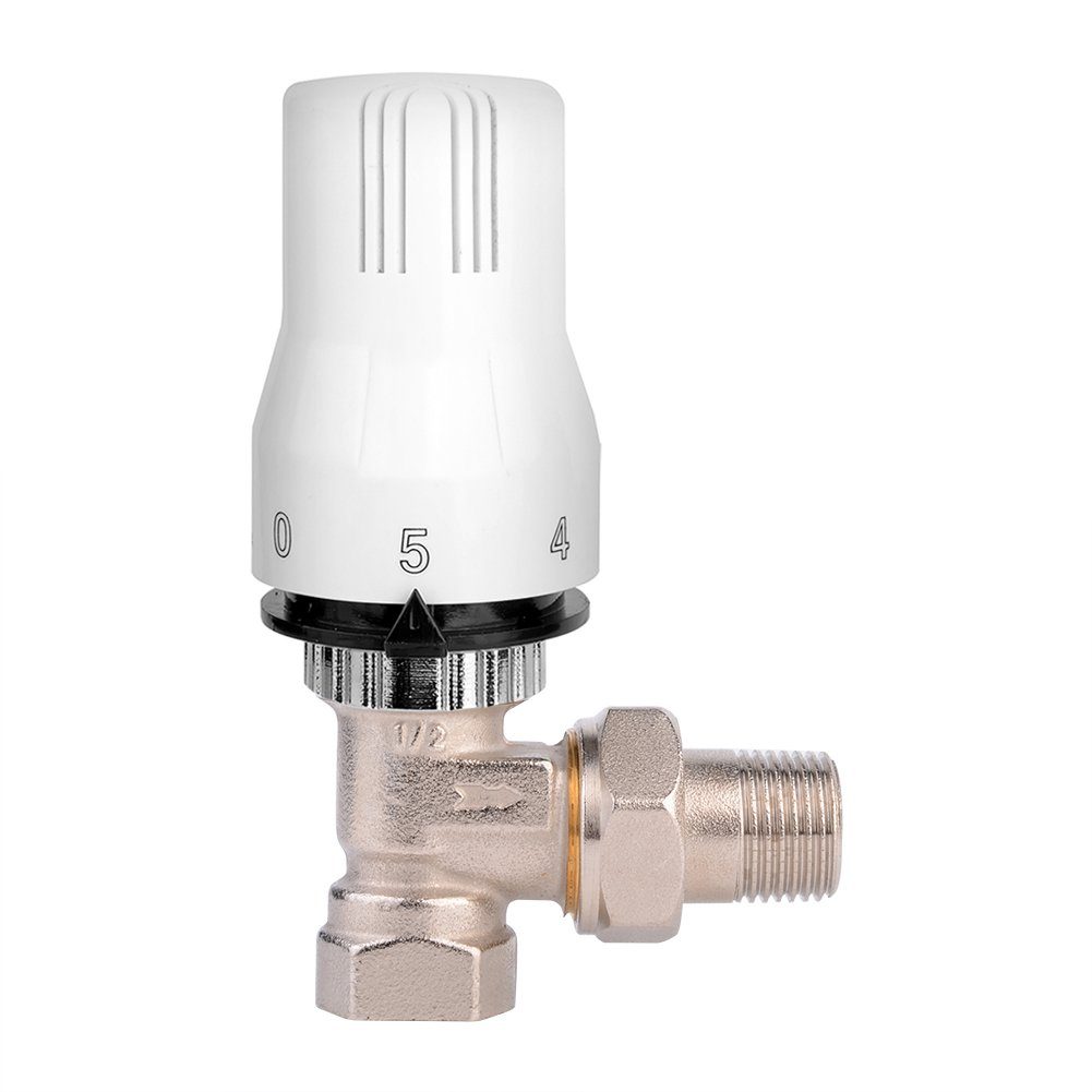 euroharry Thermostatventil 1/2" Heizkörperanschluss Durchgangsventil + Thermostat