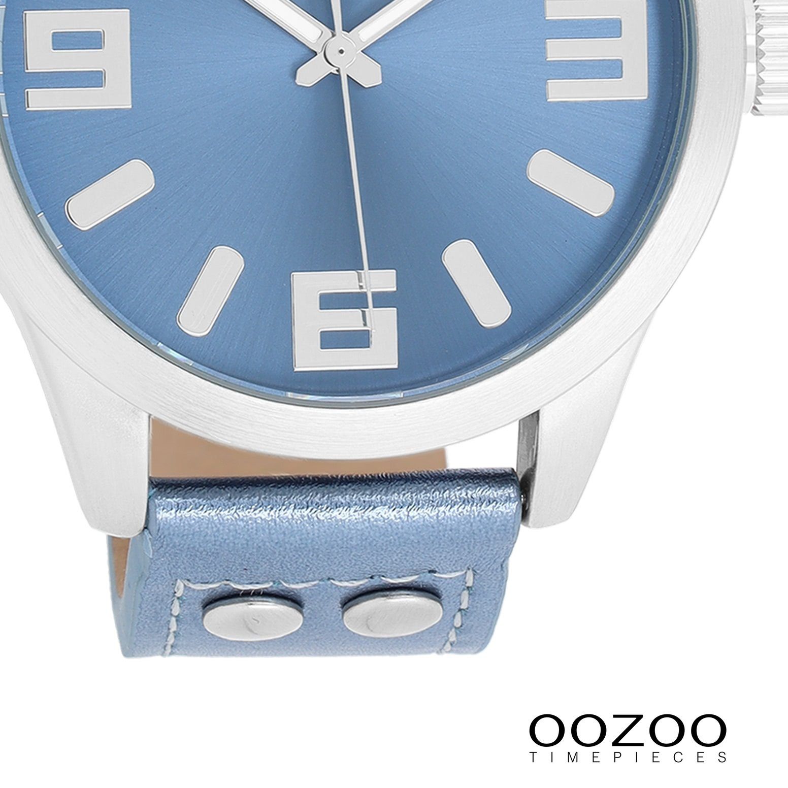 OOZOO Quarzuhr Oozoo Damen Armbanduhr Timepieces Analog, (Analoguhr), Damenuhr rund, extra groß (ca. 46mm) Lederarmband, Fashion-Style