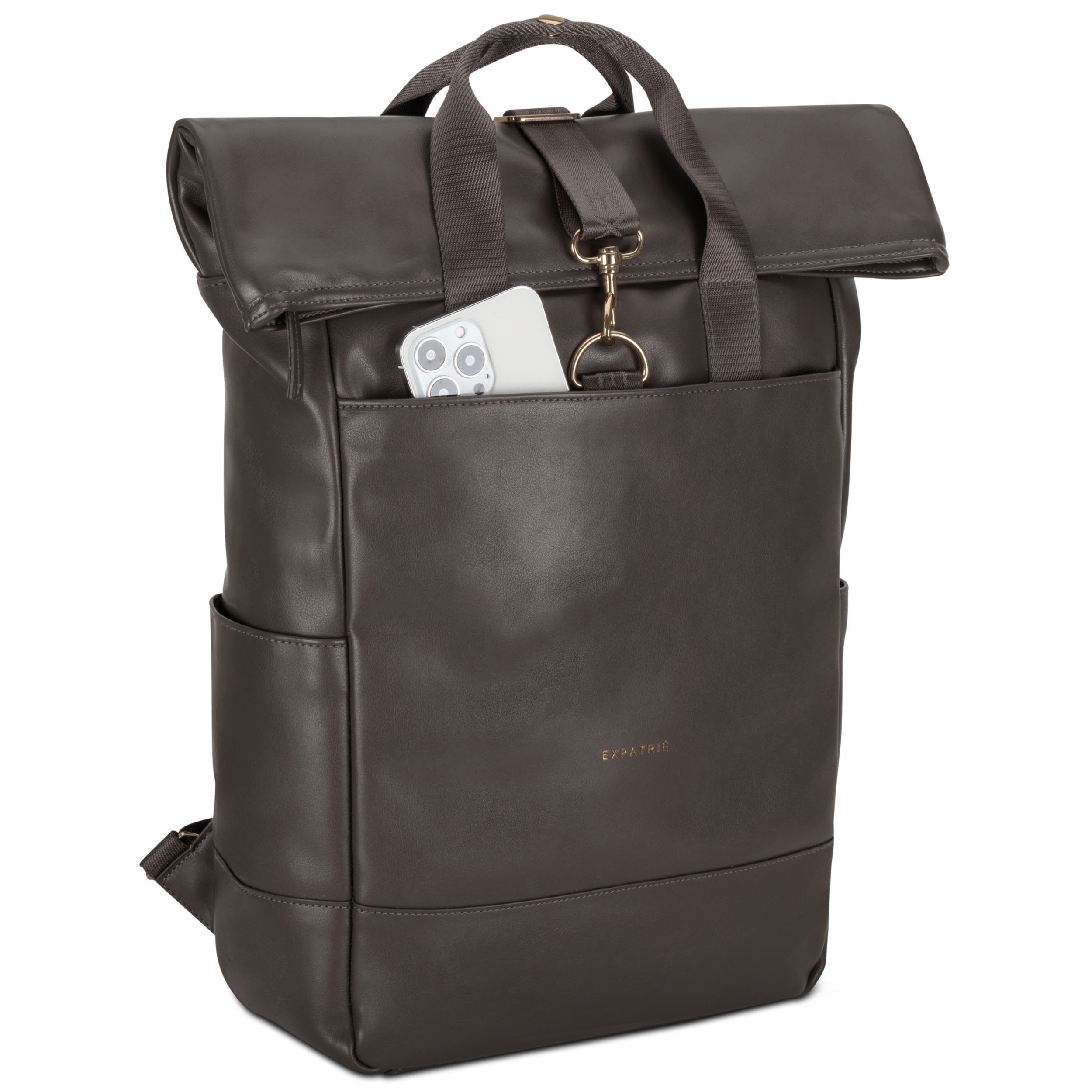 Expatrié Cityrucksack Adele Laptop Rolltop Damen Wasserabweisend (1-tlg), Hochwertiges Kunstleder, Wasserabweisend