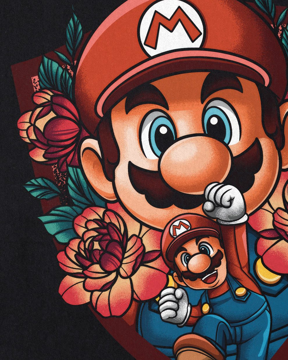 style3 T-Shirt super mario luigi yoshi peach bowser toad daisy wario waluigi goomba – Bild 2 von 3