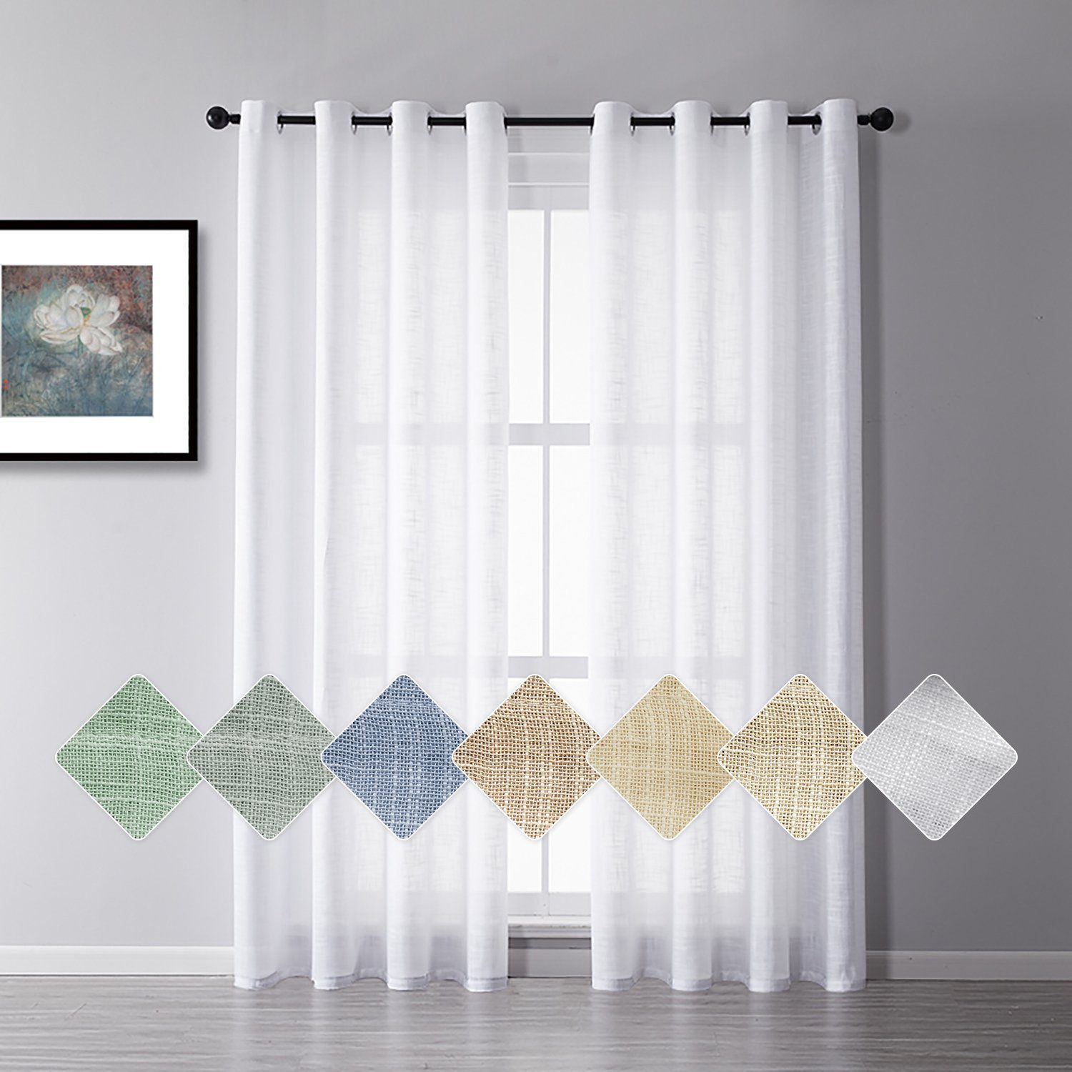 BYSURE Gardine (2 St), Ösen, transparent, Voile, Leinenoptik Vorhang günstig online kaufen