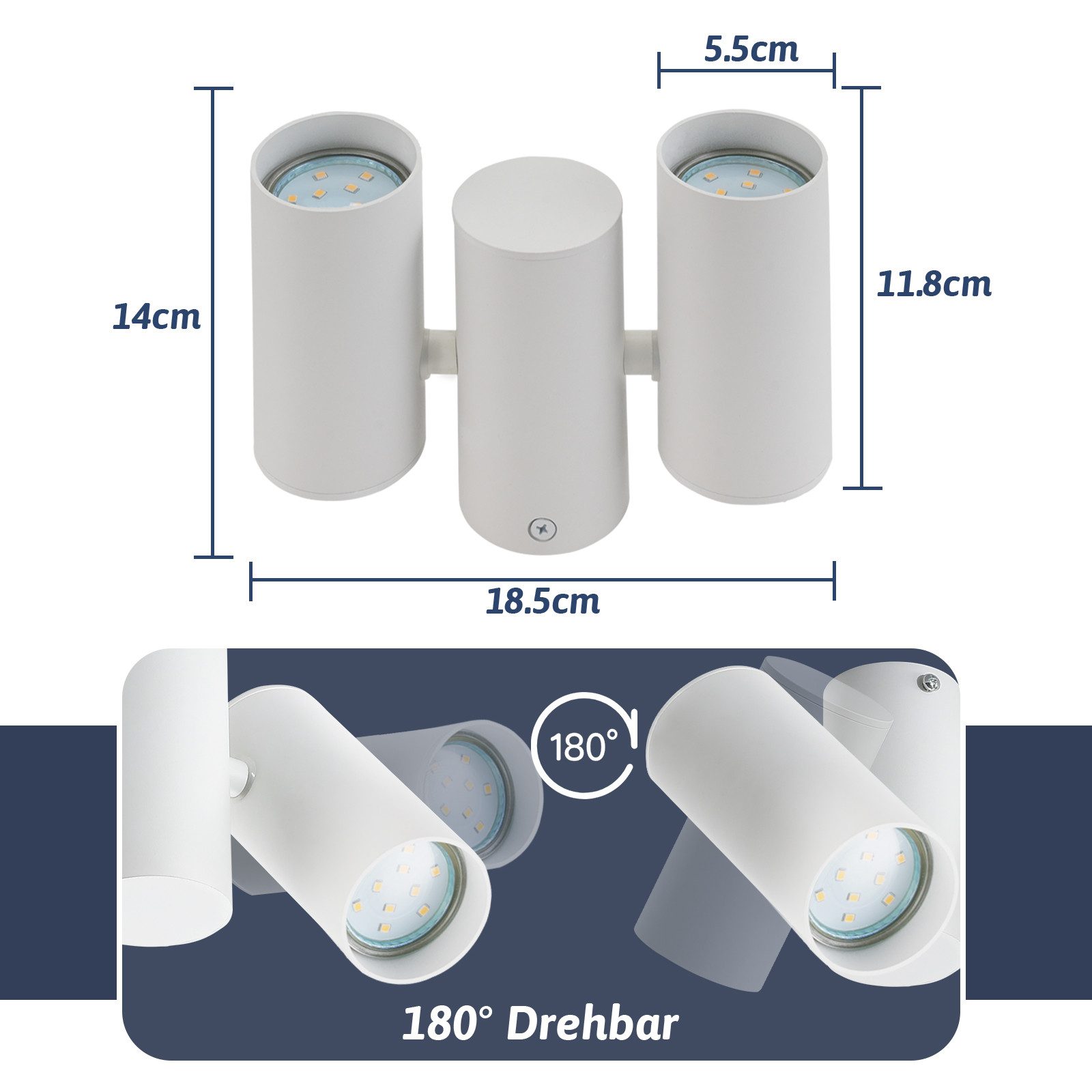 ZMH Deckenstrahler 2 Flammig Schwarz/Weiß Deckenlampe günstig online kaufen