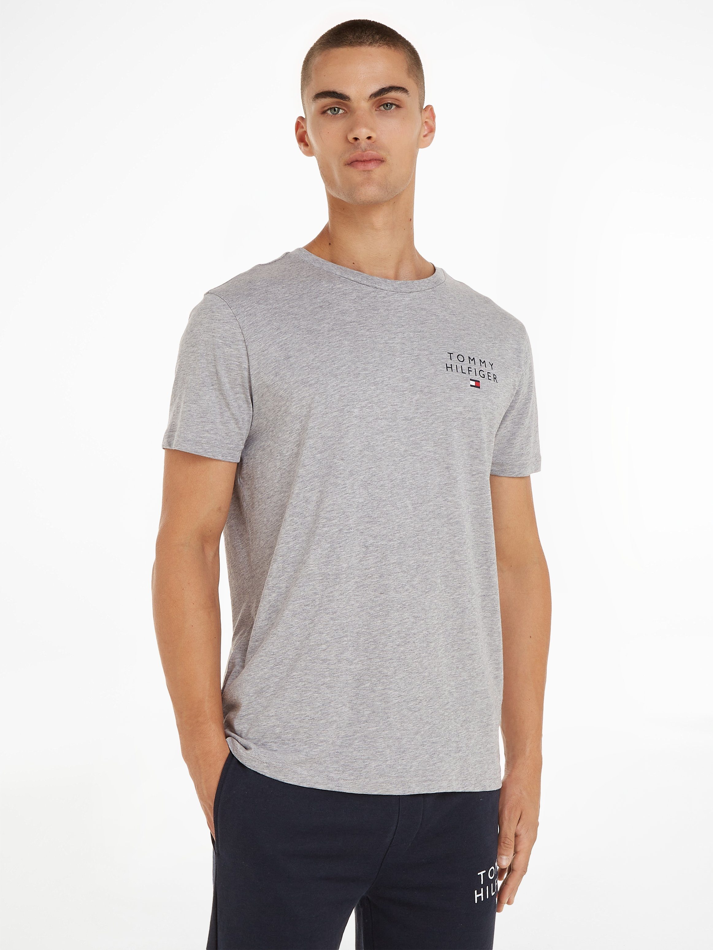 Tommy Hilfiger Underwear T-Shirt CN SS TEE LOGO mit Tommy Hilfiger Markenlogo-Druck Light-Grey-Heather