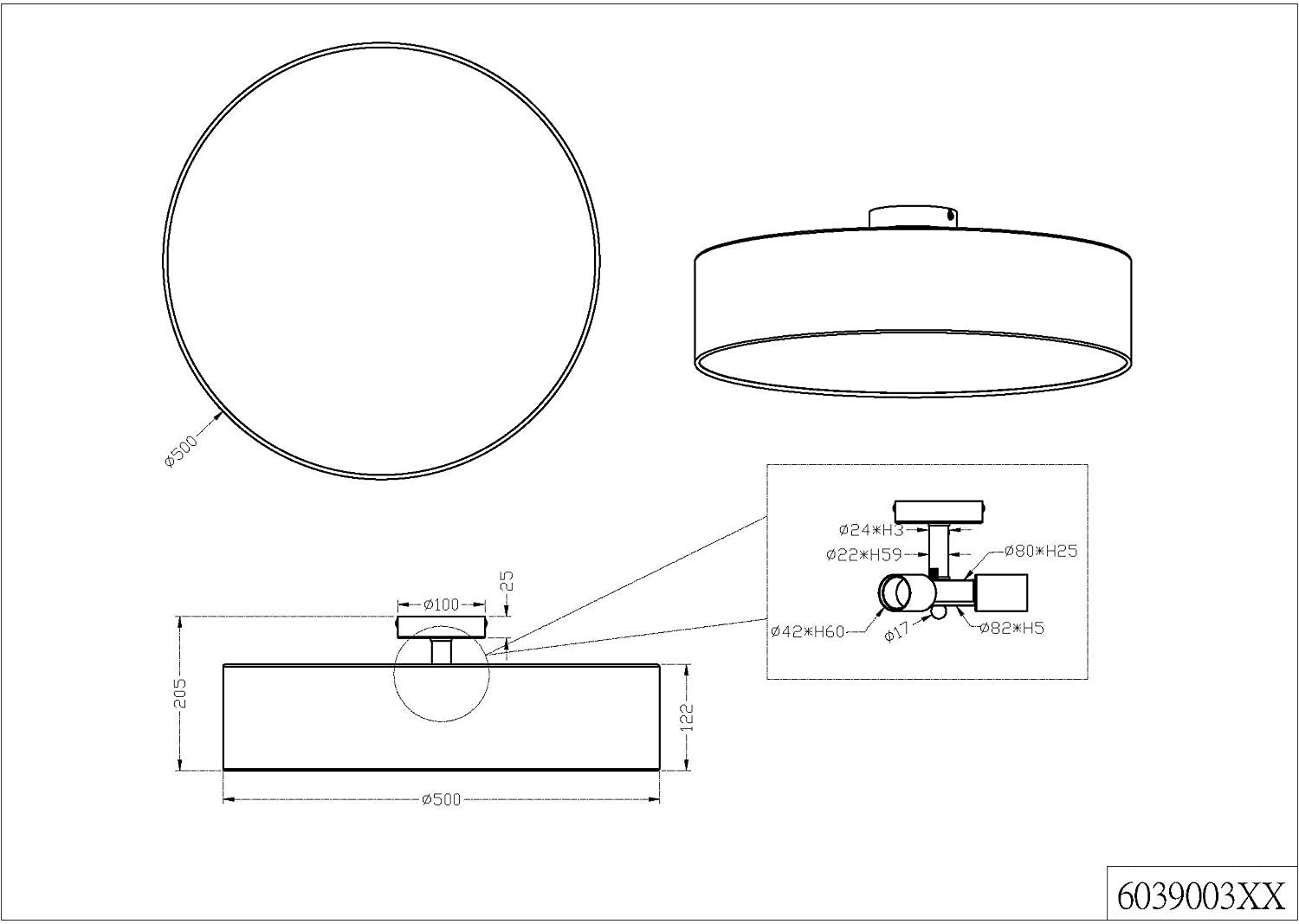 lightling Deckenleuchten Modern rund, ohne Leuchtmittel, abhängig vom Leuchtmittel, Deckenlampe