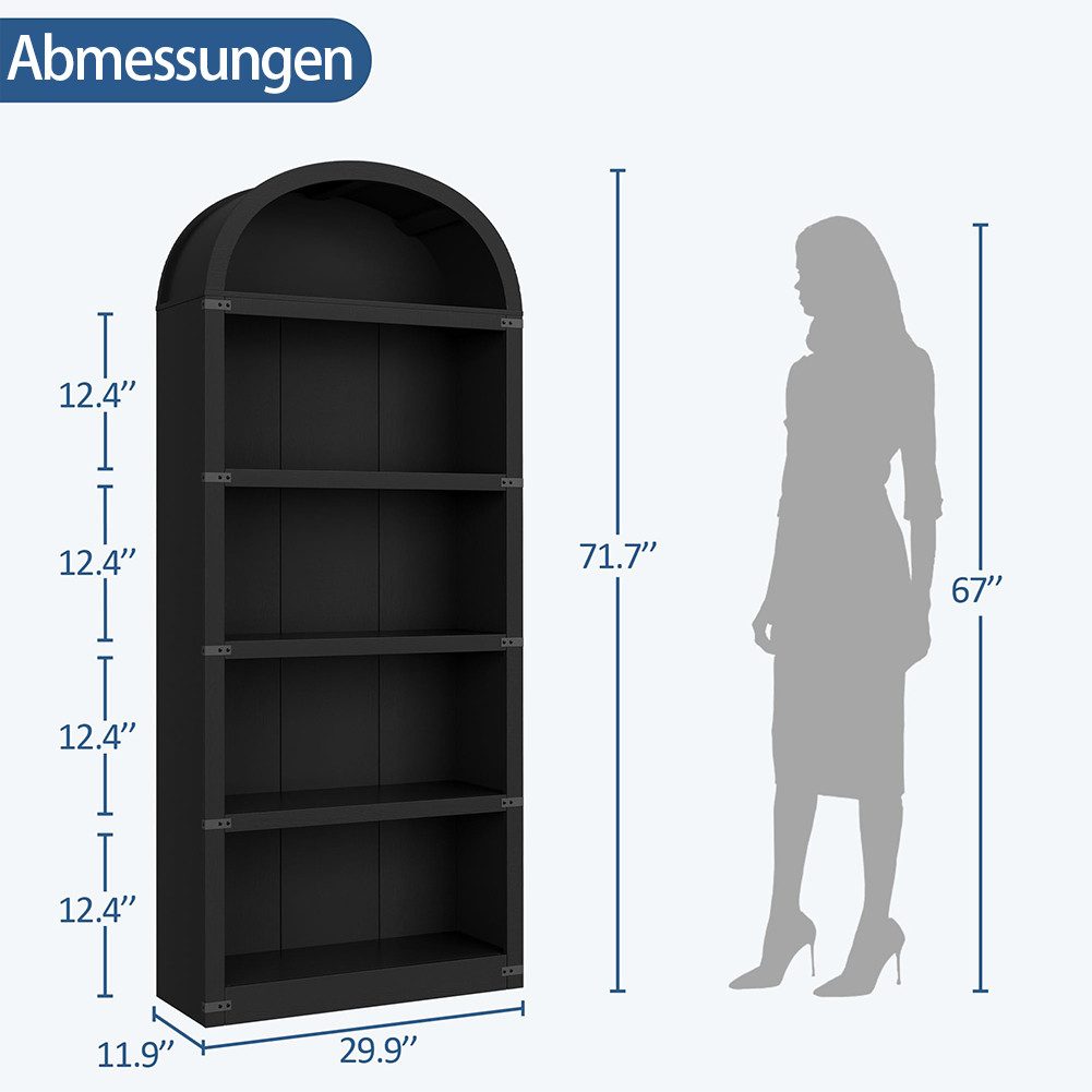 GarveeMore Bücherregal 5Regalböden Gewölbtes Bücherregal 180CM günstig online kaufen