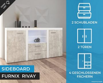 Furnix Sideboard RIVAY mit Glasvitrine 2F2S B156,4 cm klassisch ohne LED, Breite 156,4 cm, Höhe 82 cm, Tiefe 40,3 cm