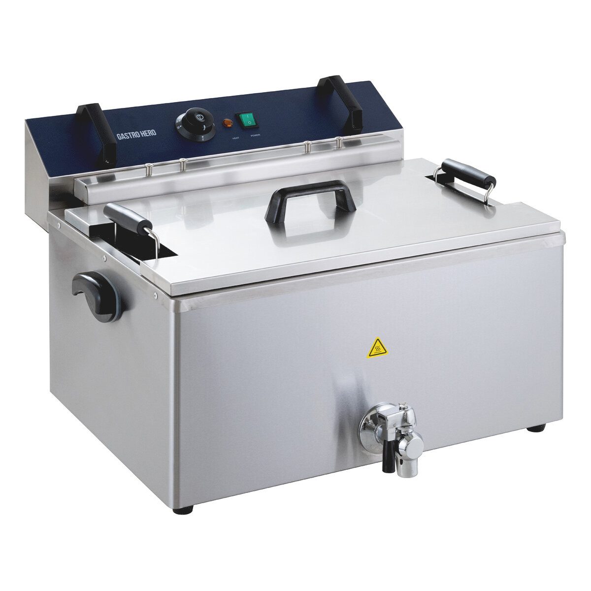 GastroHero Fritteuse Elektro Fritteuse 20,4 Liter 5 kW Edelstahl mit Ablasshahn, 5000 W