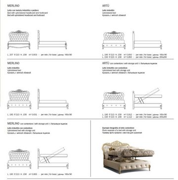 JVmoebel Bett Bett Möbel Doppelbett Chesterfield Möbel Design Betten Italien Neu