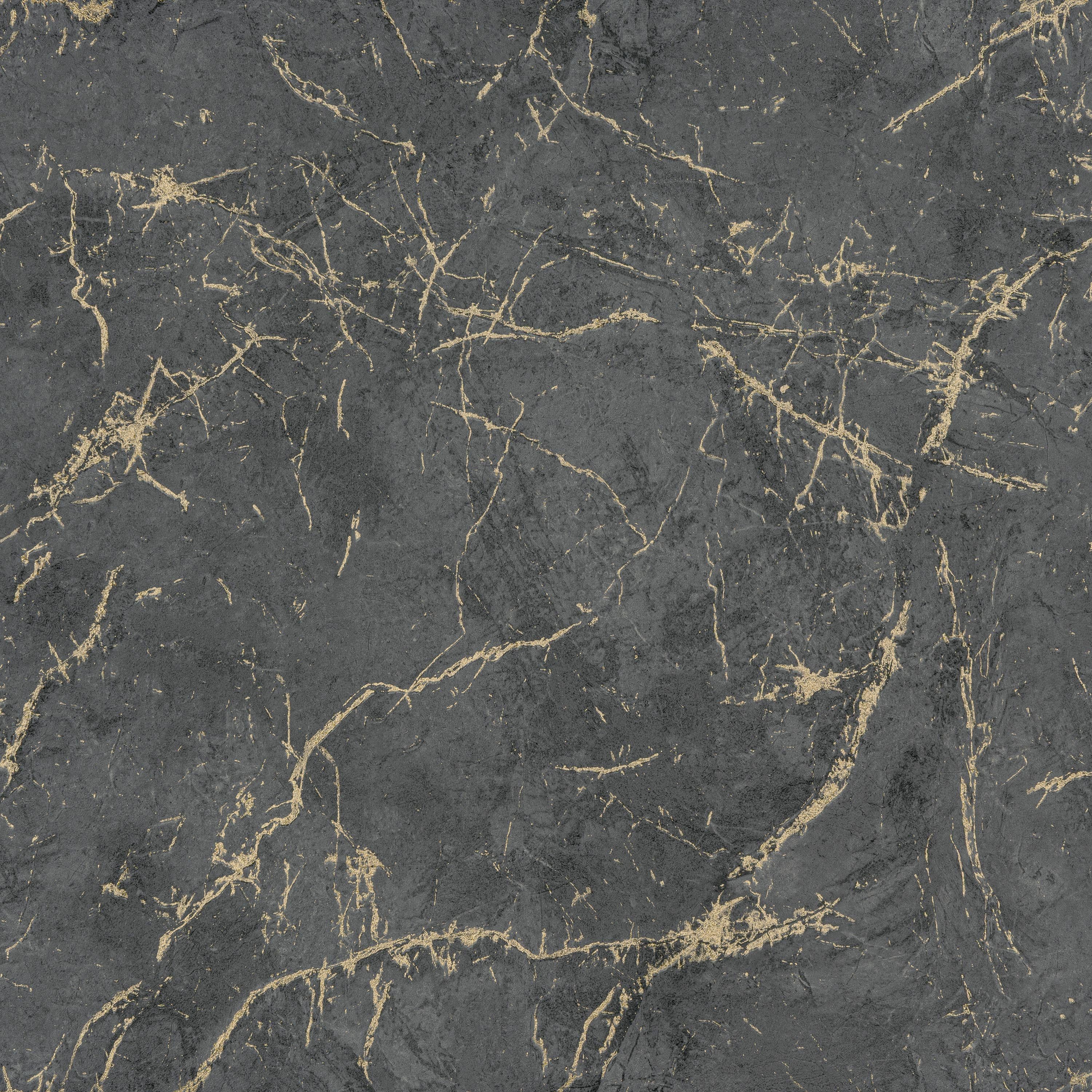 Grandeco Tapete Vliestapete Vliestapete Marmoroptik Grau-Gold Grandeco Textured Vibes A78003