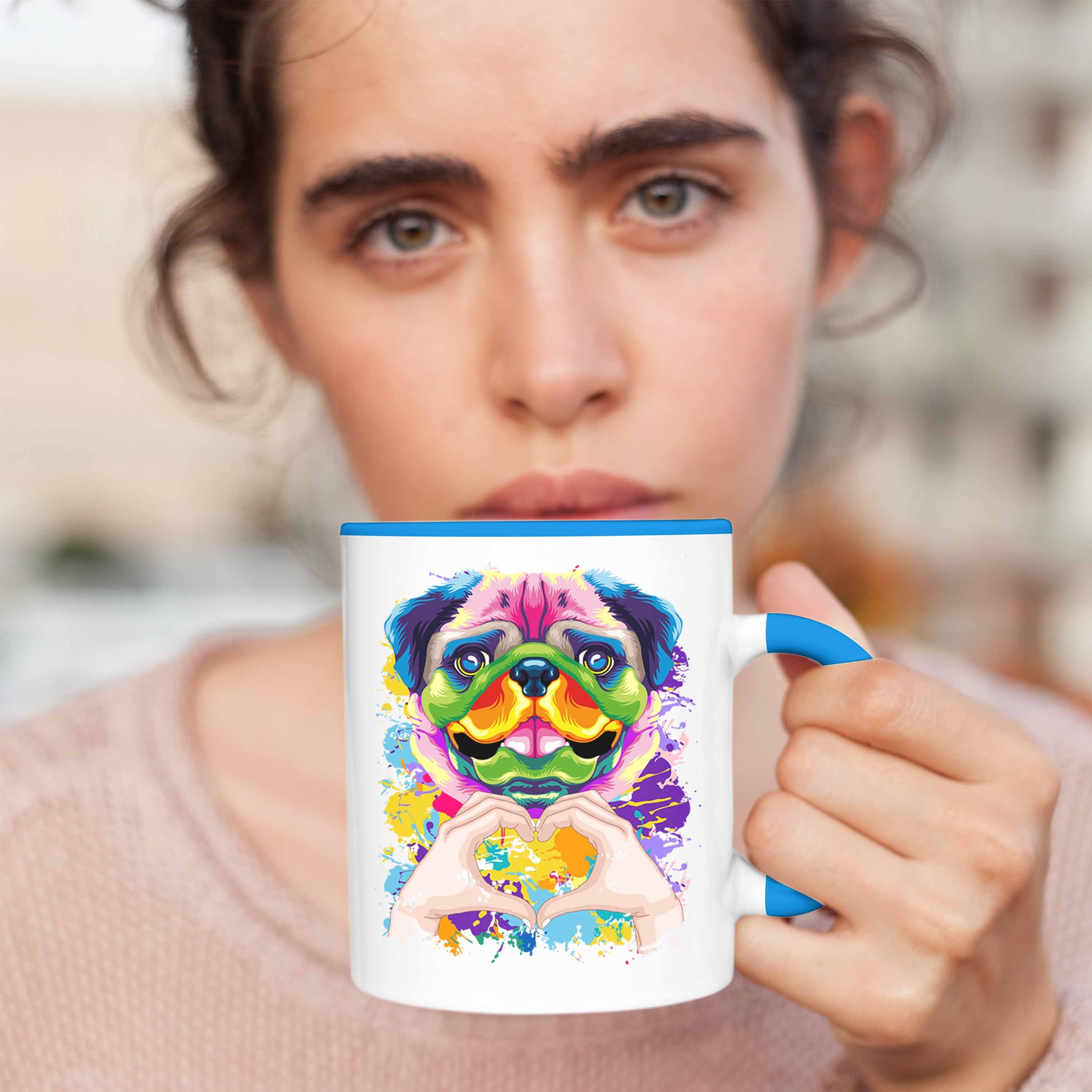 Spruch Geschenk M Besitzer Farbe Lustiger Tasse Geschenkidee Mops Blau Trendation Love Tasse