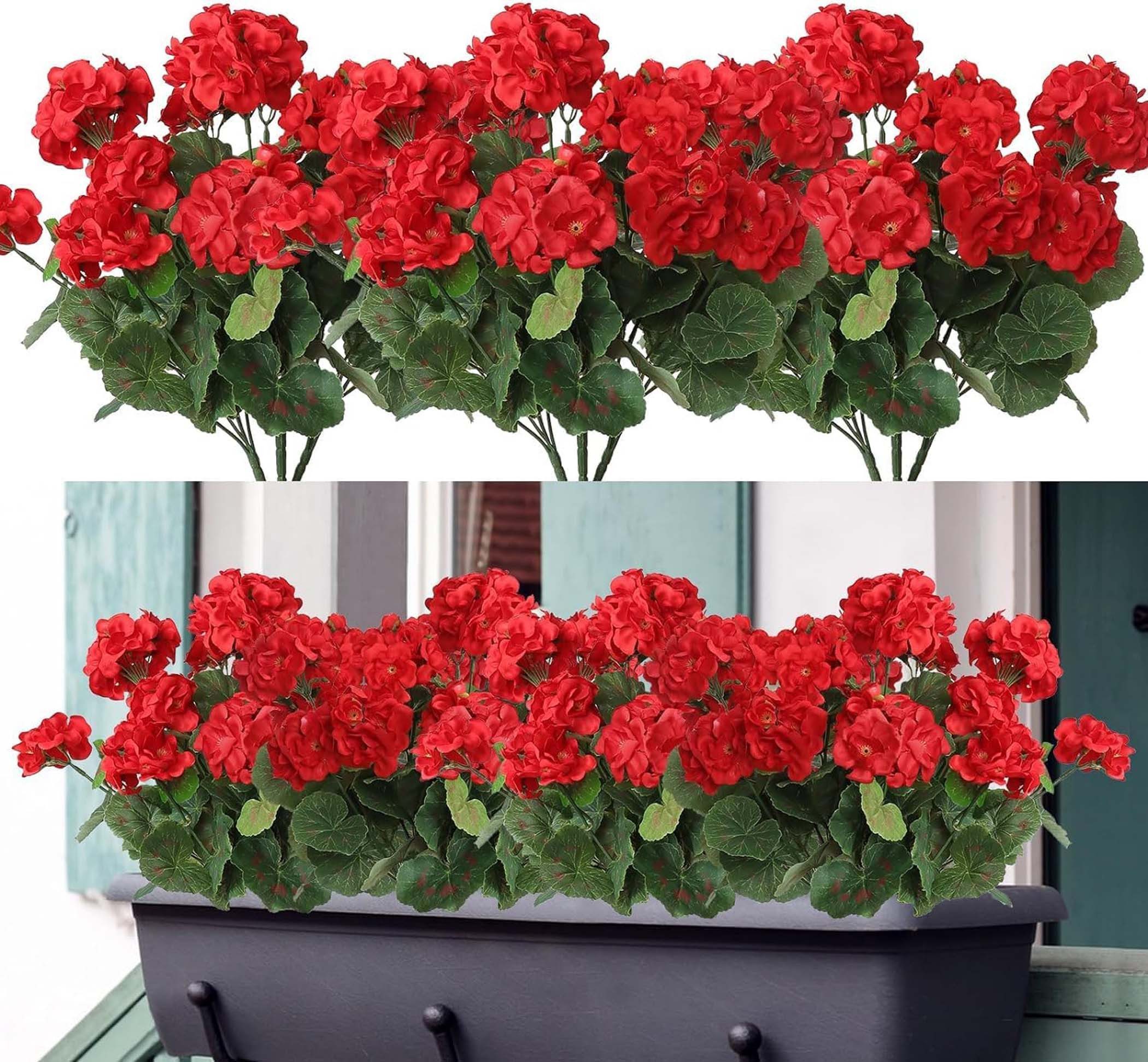 Kunstblumenstrauß Künstliche Geranienblumen UV-beständig, lebensechte Simulation, Diwzbyn
