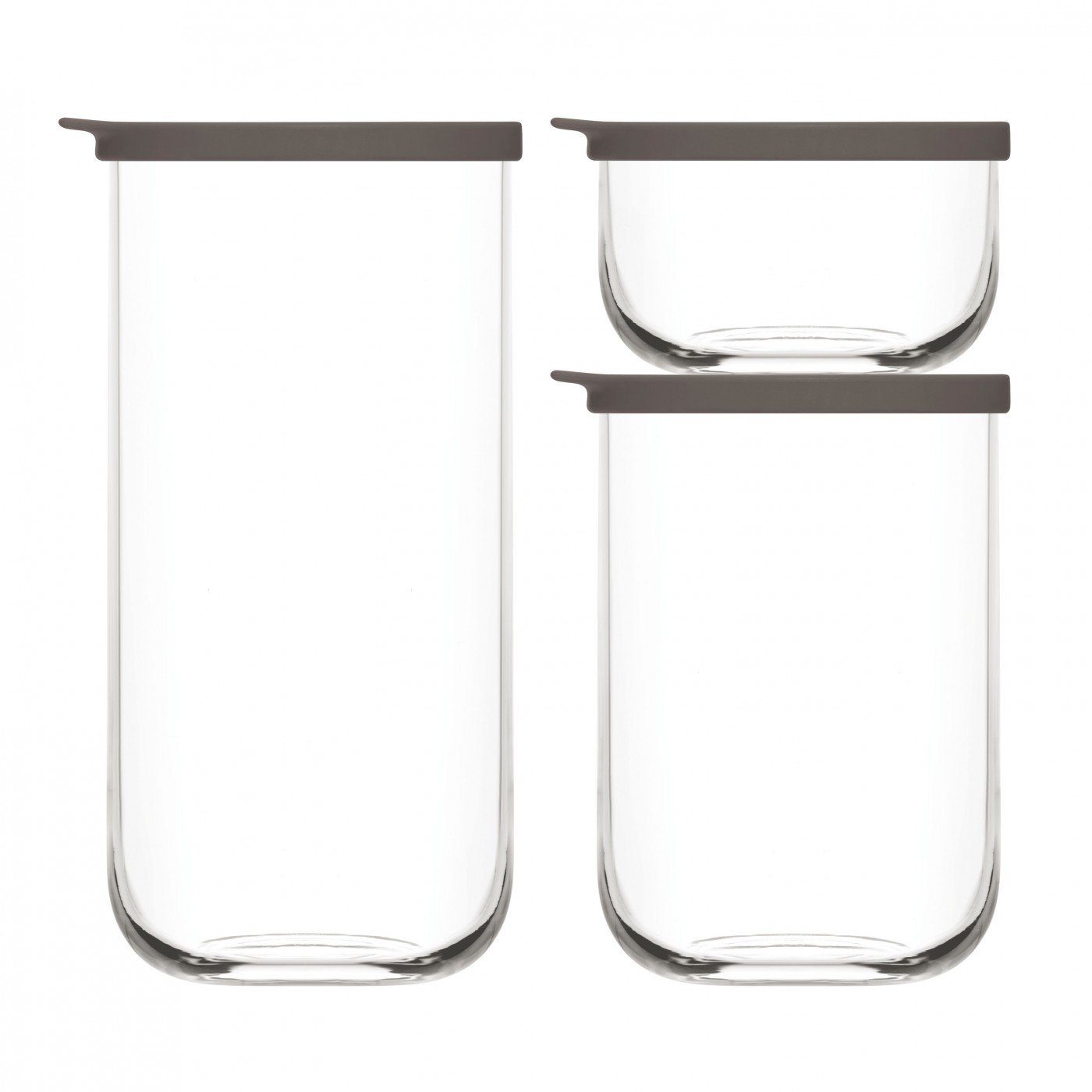 Vorratsdosen (3er - Vorratsgläser Nora - Vorratsglas 3tlg.Set mit Deckel, Glas 3-tlg) Emilja Set,