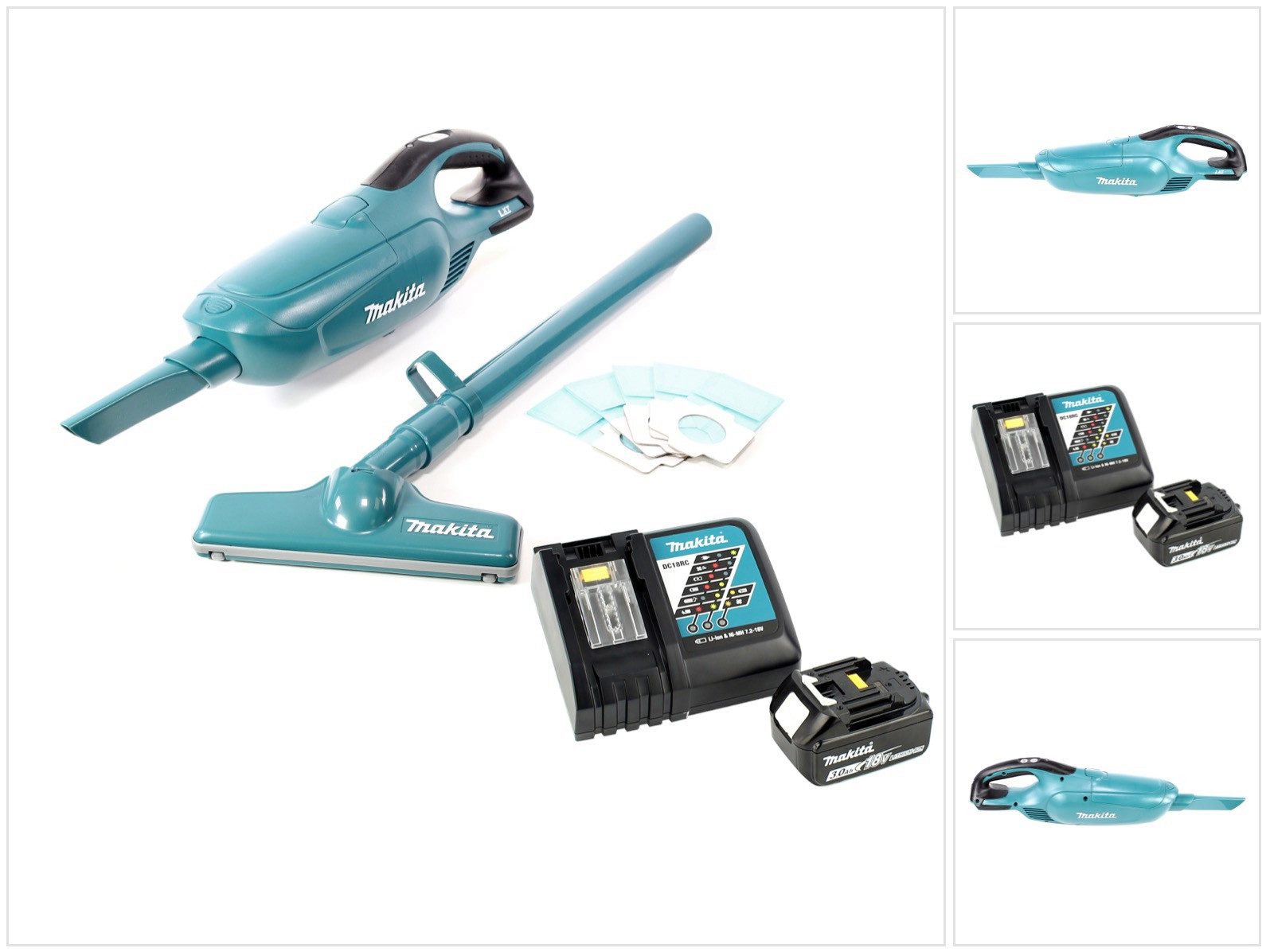 Makita Akku-Handstaubsauger DCL 182 RF1 Akku Staubsauger 18 V + 1x Akku 3,0 Ah + Ladegerät